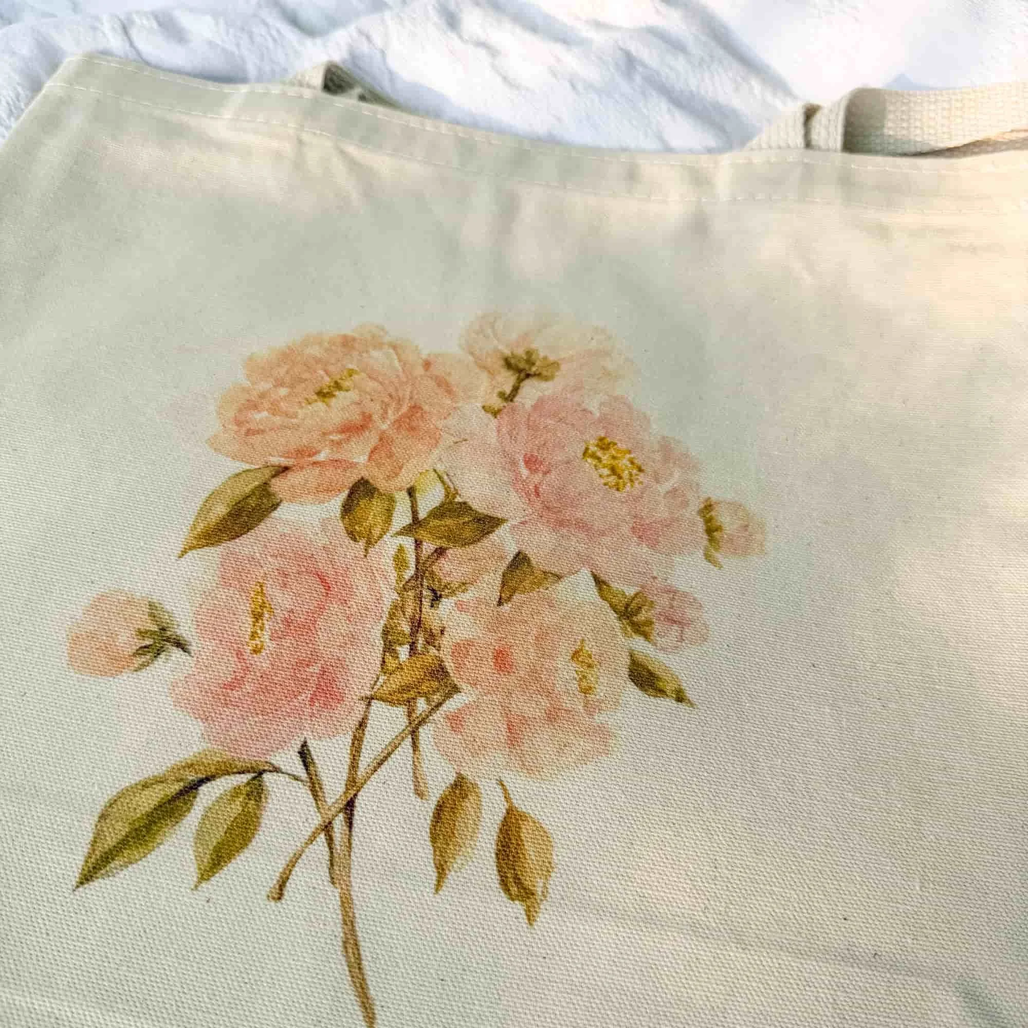 Pink Peony Tote Bag — handmade gift for mom by Indiana artist Jess — artandhomeco