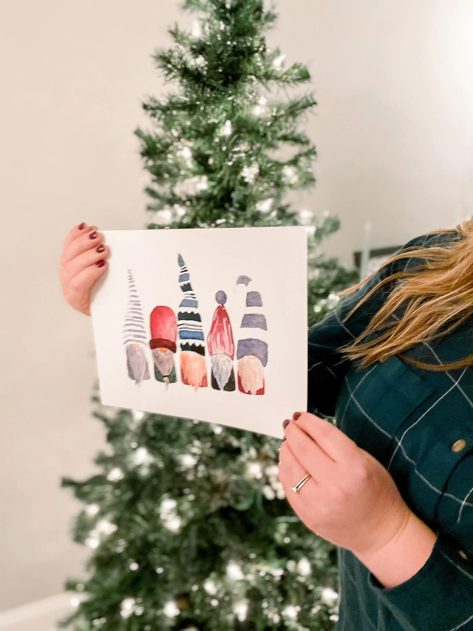 Gnomes Art Print — handmade Christmas gift by Indiana artist Jess — artandhomeco
