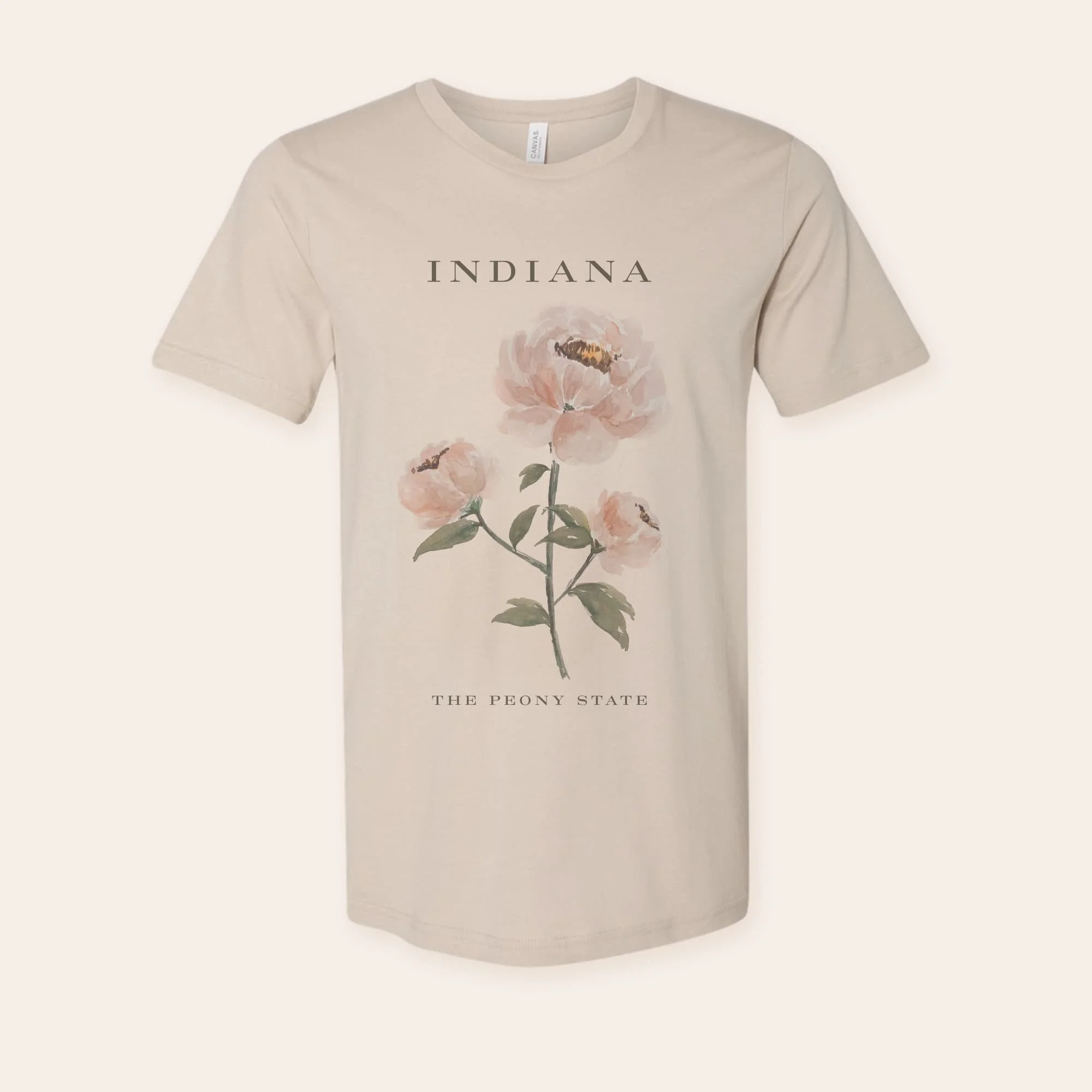 Indiana Peony T-Shirt | Watercolor State Flower Tee for Women