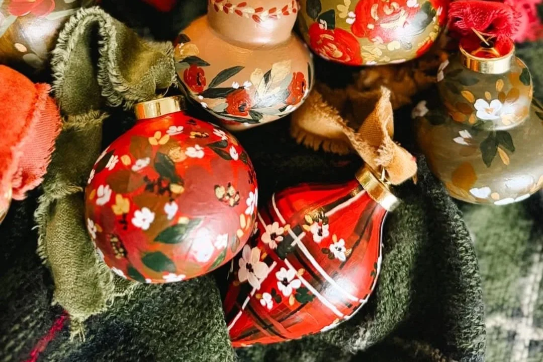 Hand-Painted Christmas Ornaments — handmade Christmas gift for mom by Indiana artist Jess — artandhomeco