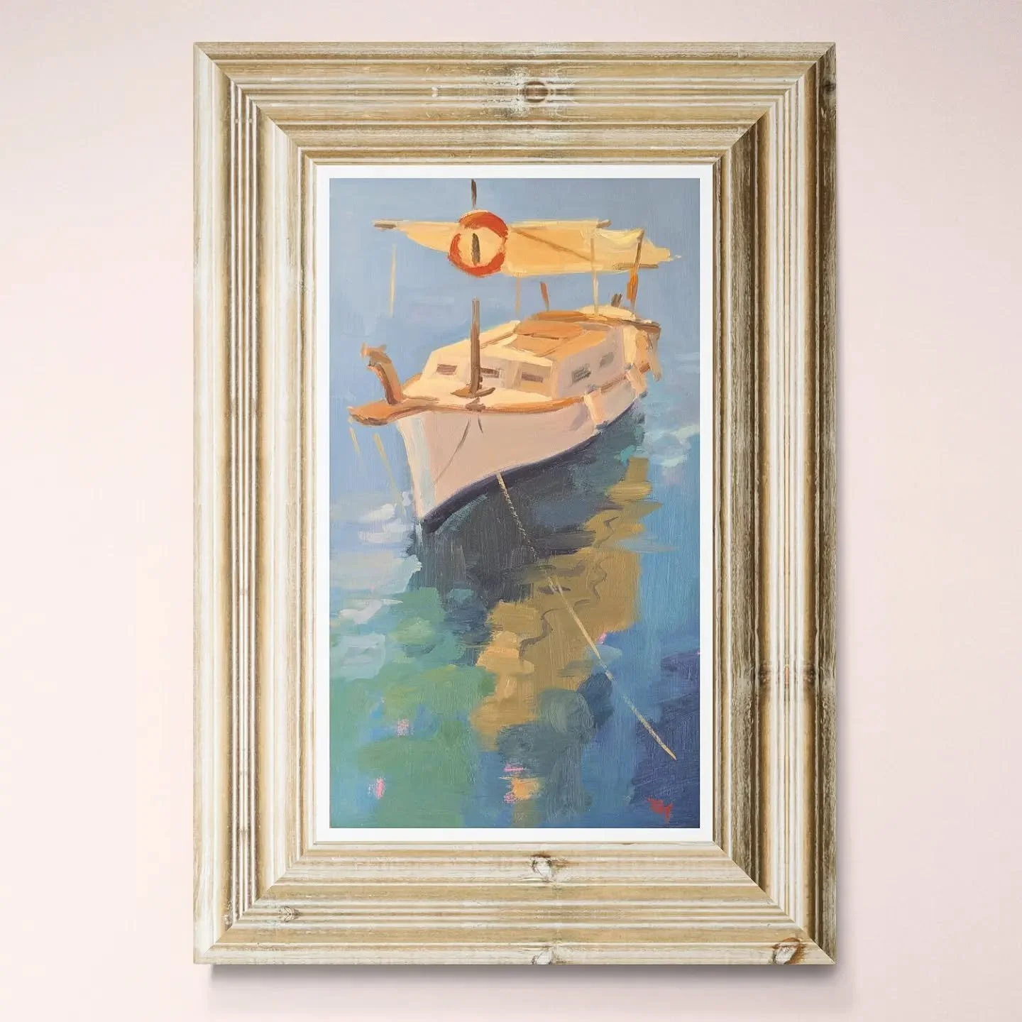 Another of my little boats series. 
'Menorquin II', oil on panel. Trying to capture the warmth of the light, deep pool of shadow and elusive reflections on the water. Wherever I am, a little bit of my heart is somewhere in the Mediterranean...

This 