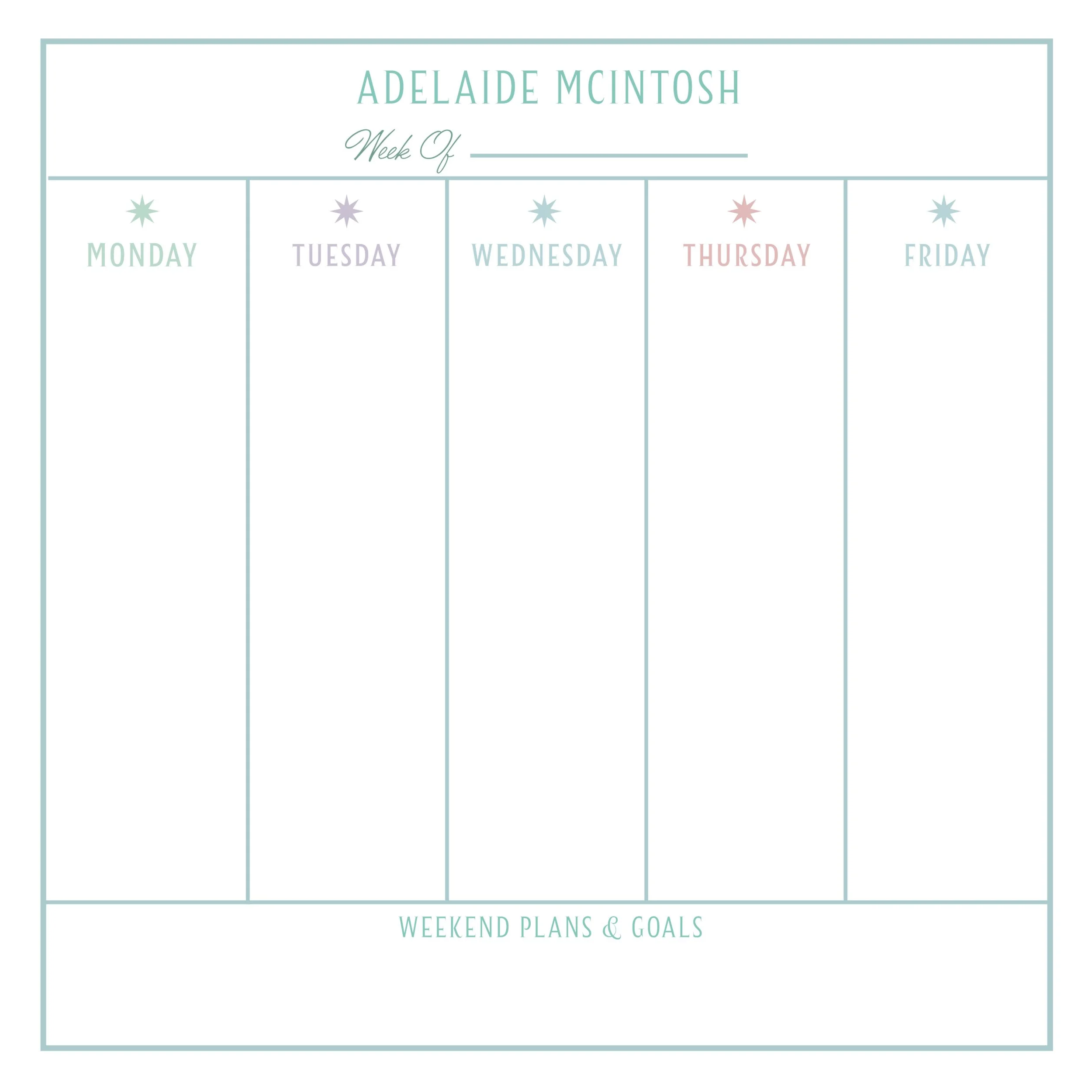 Stars Aligned Personalized Weekly Planning Pad
