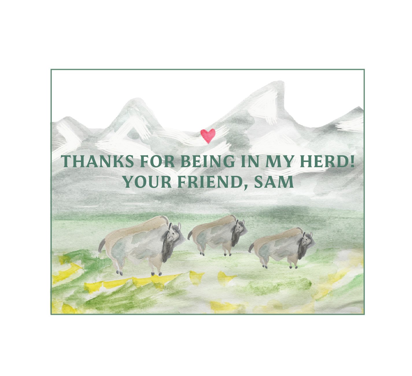 Bison Herd Printable Valentines