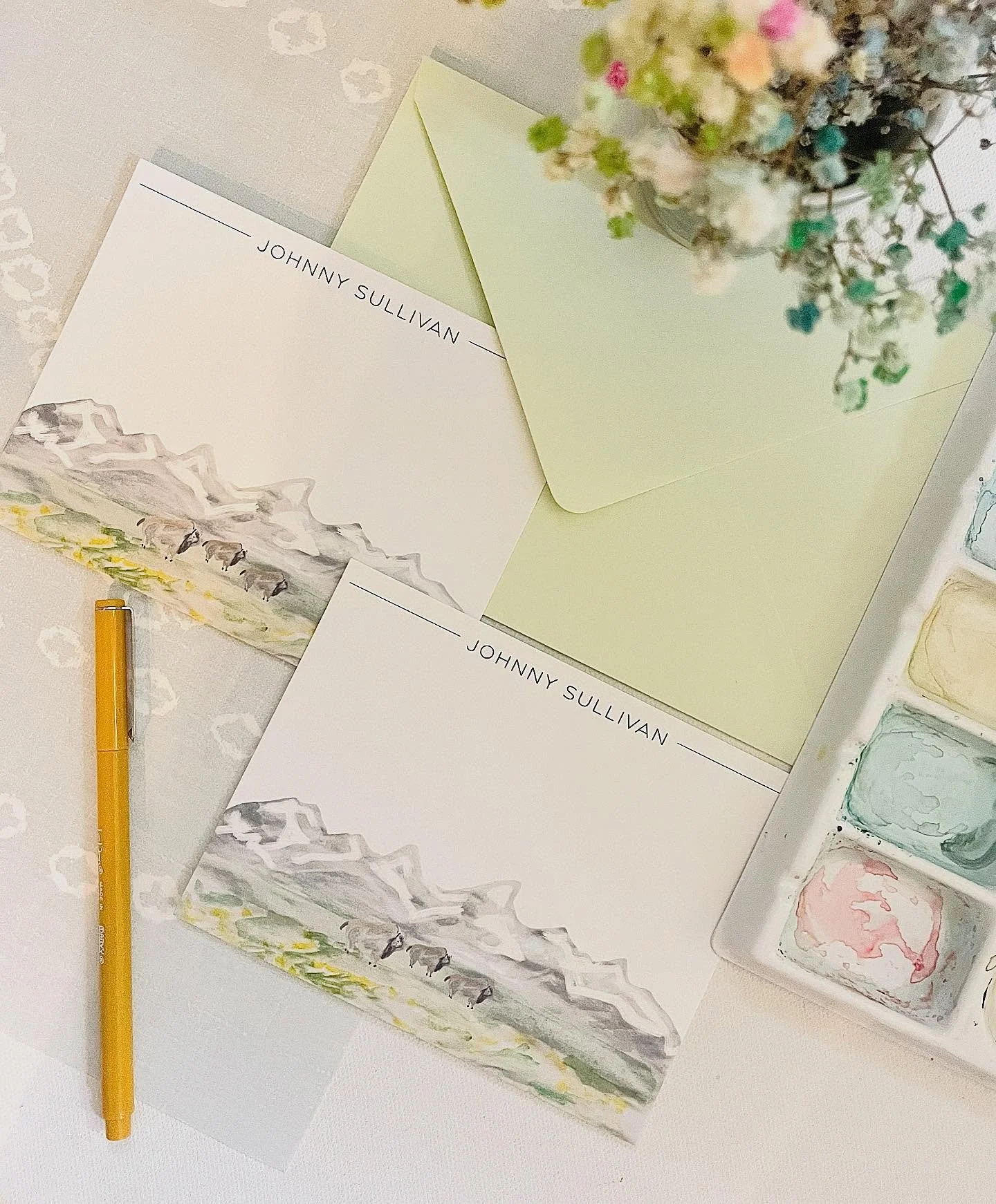 The Grand Tetons + Bison for Johnny. Such a fun one 🦬 🏔️ 🎨