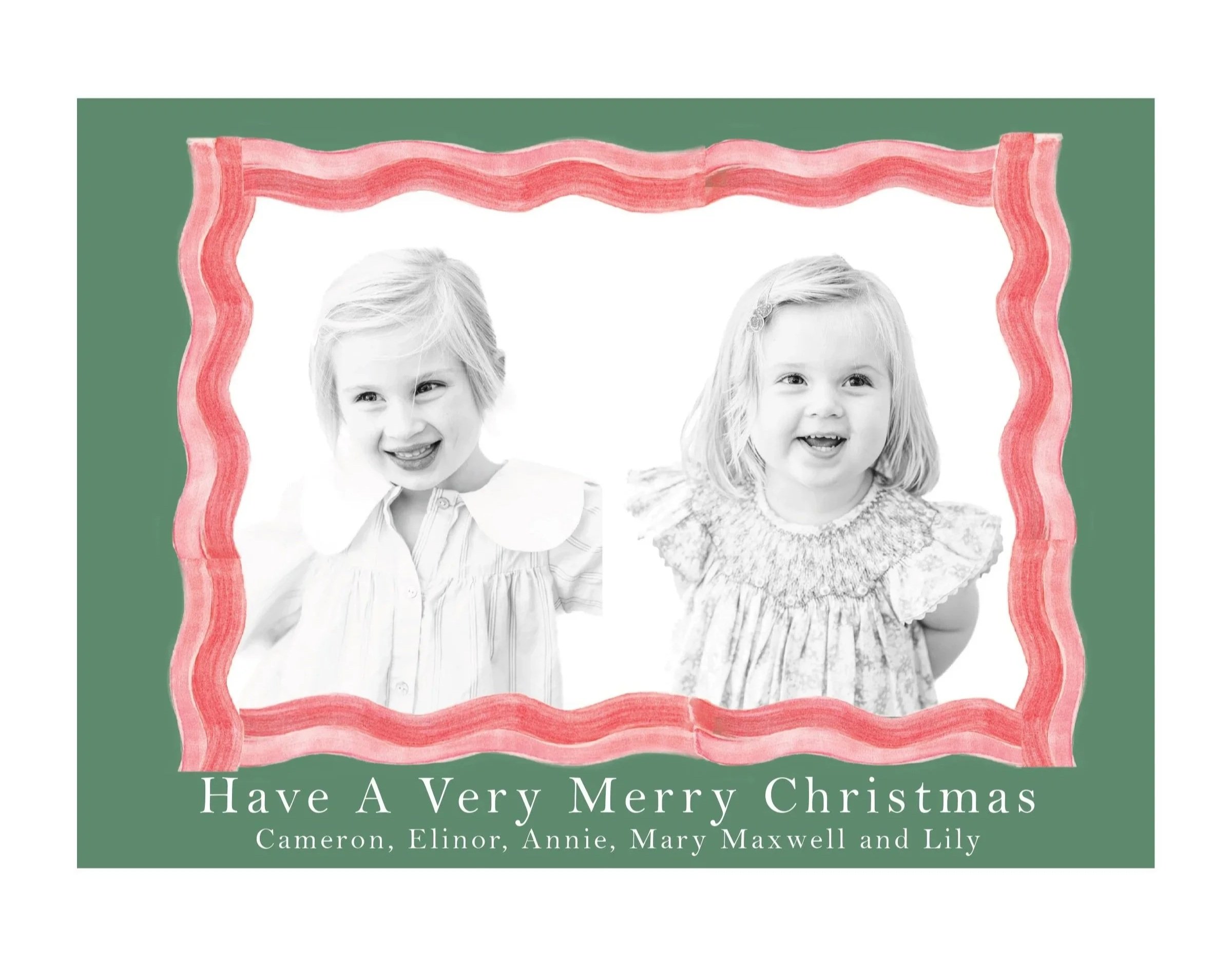 Wavy Watercolor Christmas Photo Cards (2 Colors)