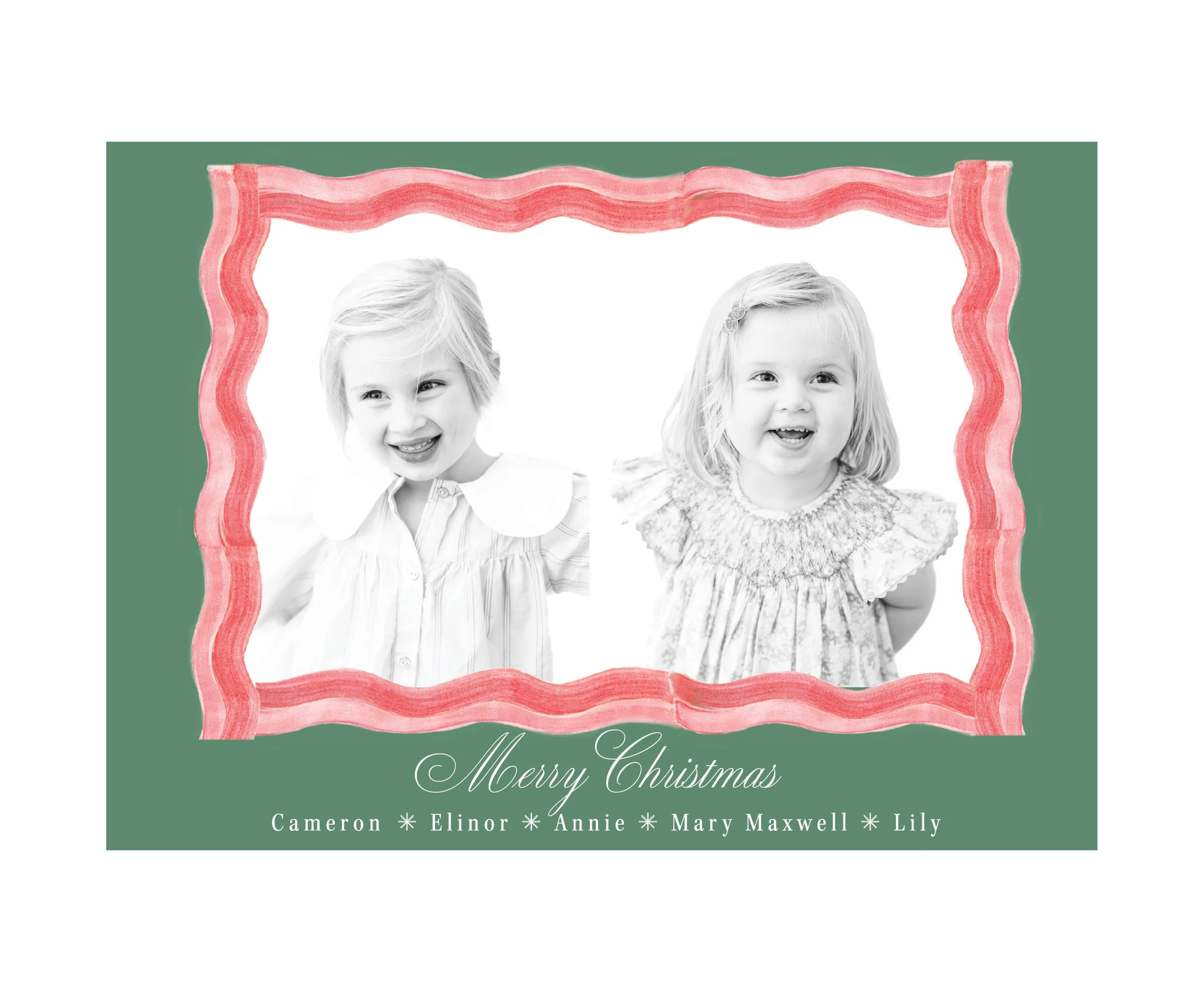 Wavy Watercolor Christmas Photo Cards (2 Colors)
