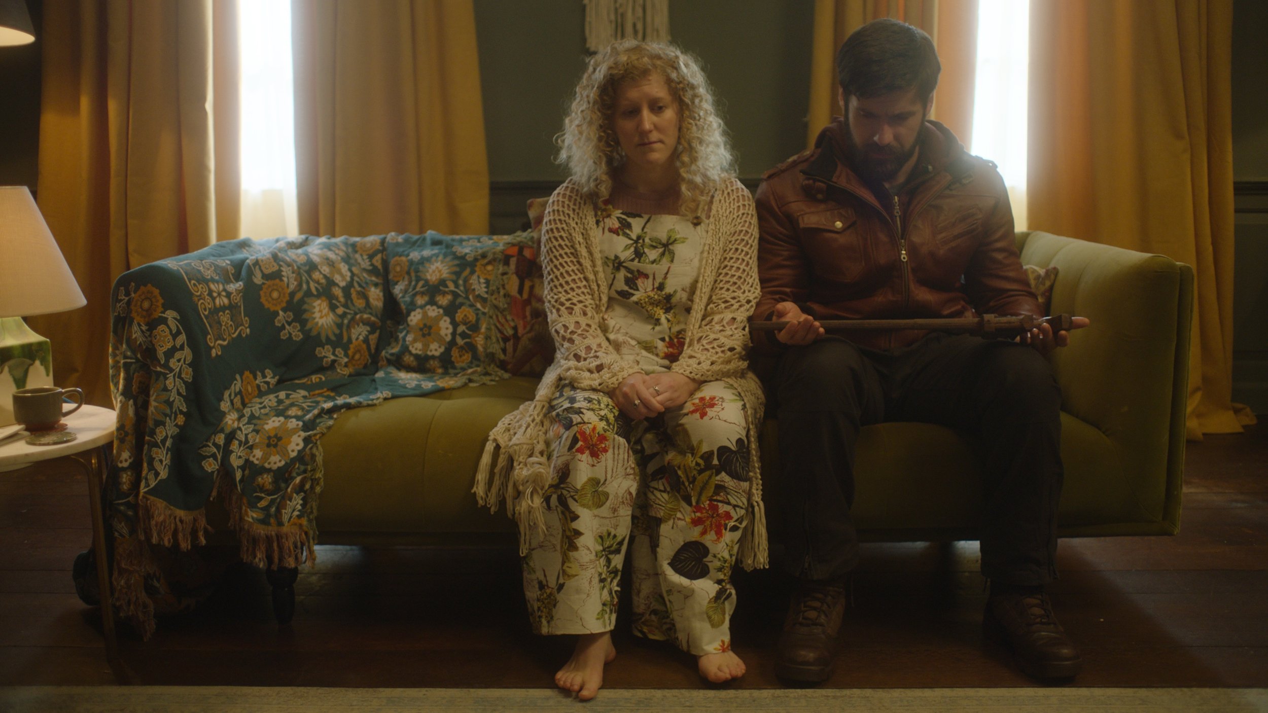 Leigh Quinn as Beth and Mark Rowley as Rhys