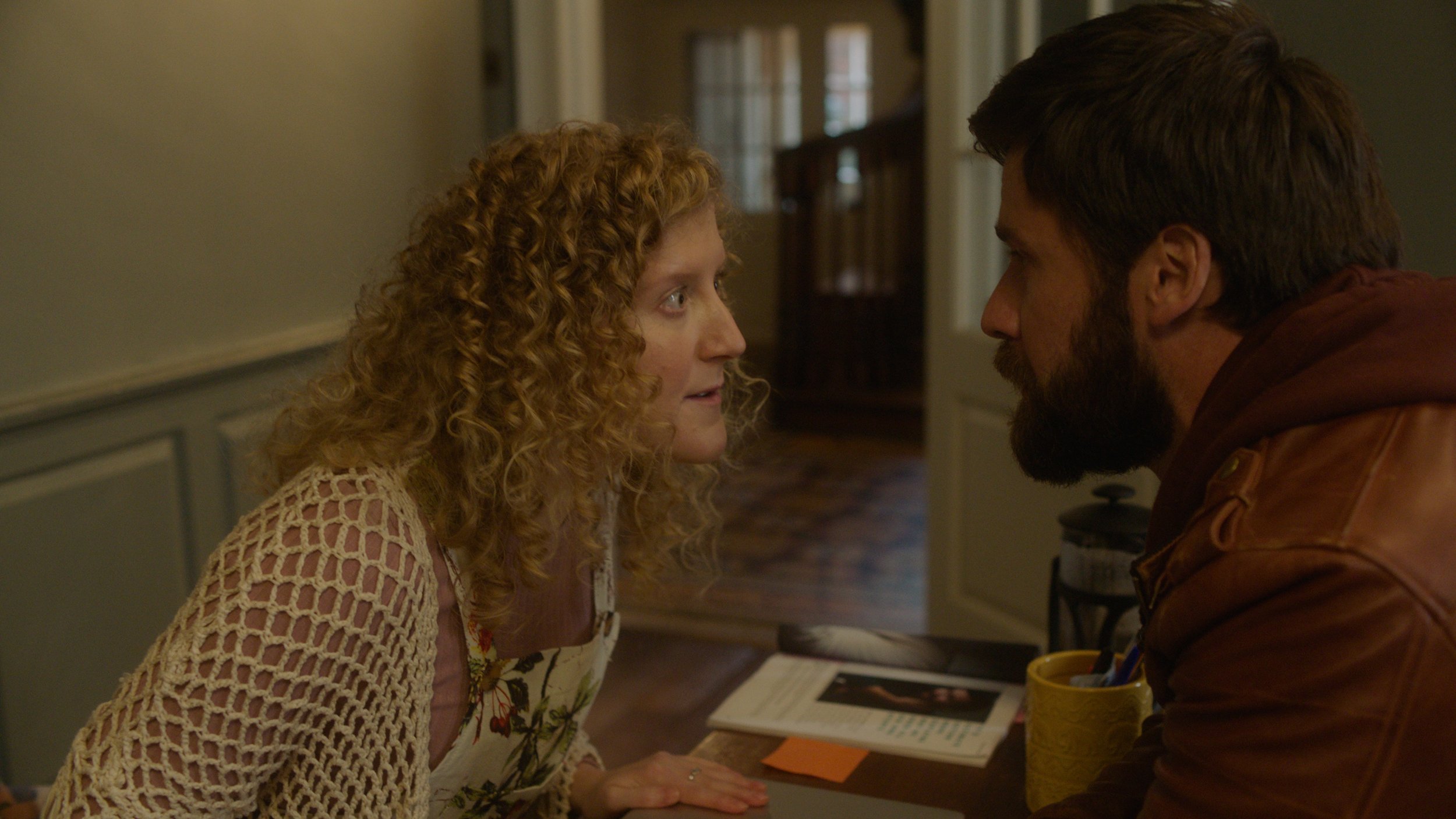 Leigh Quinn as Beth and Mark Rowley as Rhys