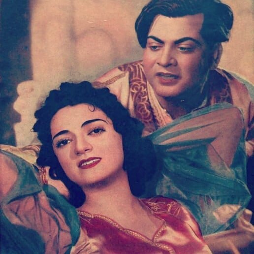 This image is from a film I've written about before: Fashion (dir. S. F. Hasnain, prod. Fazli Bros., 1943). The publicity booklet announces that &quot;The film 'Fashion' begins where most other films end, i.e., on the ding-dong of marriage bells.&quo