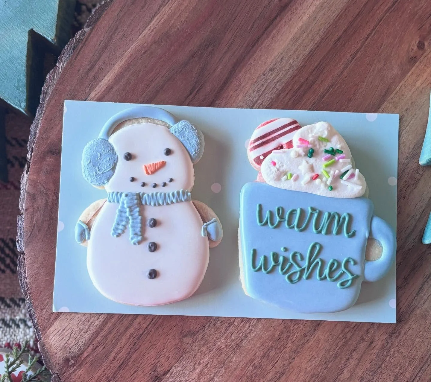 I hope you are staying warm on this cold winter day! We are so excited to be releasing our holiday pre-sale cookies tonight!

One of the designs will be this adorable snowman and mug set. It is great for teachers or anyone you want to give a sweet tr