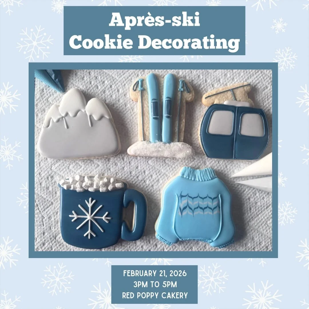 This snowy day has got me thinking about our Apres-ski cookie class at @redpoppycakeryvt in February. Ticket info is below. We hope to see you there!

🗓️ Saturday, February 21st
🕒 3pm to 5pm
📍Red Poppy Cakery
🎟️ https://www.sevendaystickets.com/e
