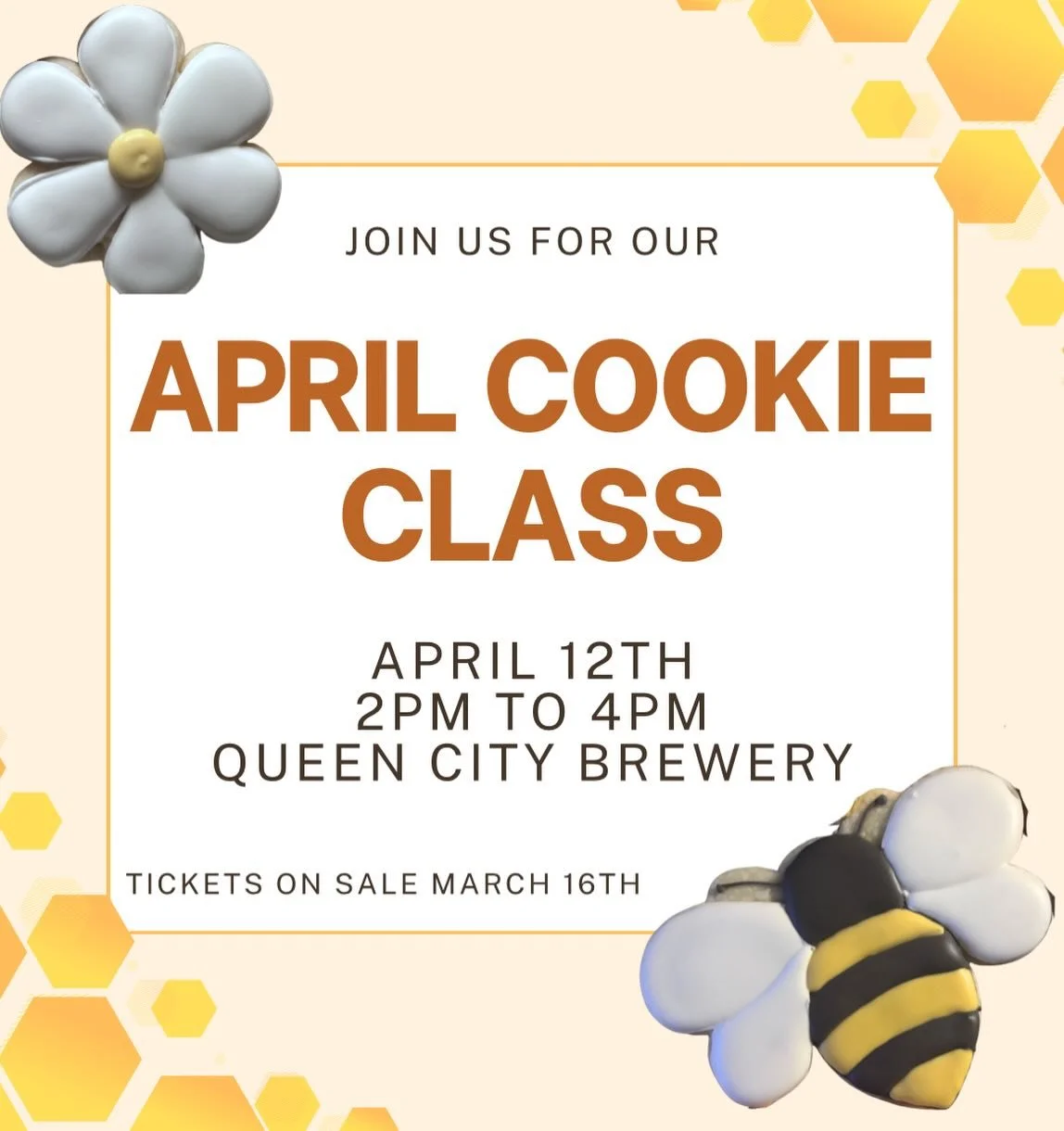 Congratulations, @tanyawebsterjenkins! Thank you for helping us choose our April cookie class theme of Bees and Honey! Thank you everyone who participated.

Tickets will go on sale tomorrow, March 16th at 8pm on Seven Days Tickets. We will post the l