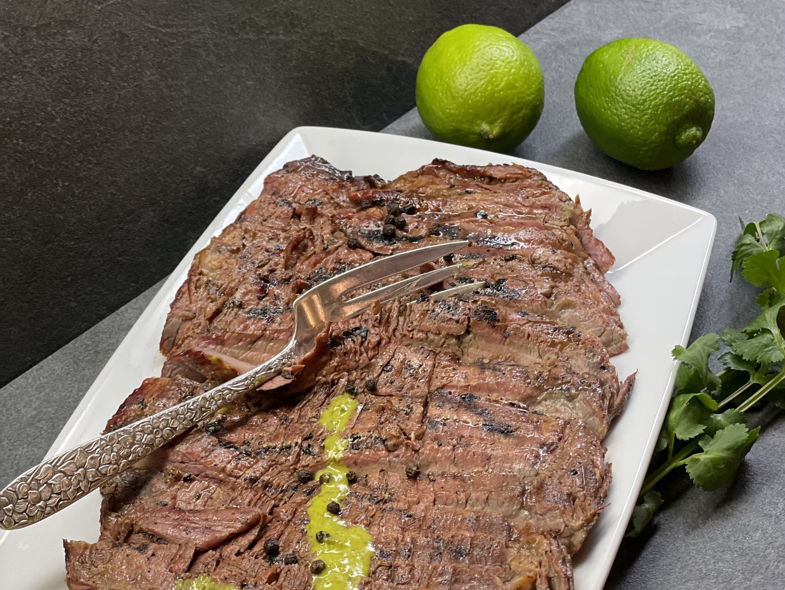 Greek Marinated Flank Steak with Tzatziki Sauce - Wholesomelicious