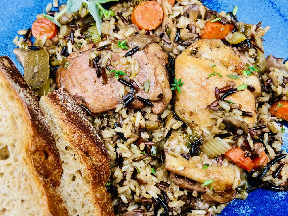 Crock Pot (or not) Herbed Chicken and Wild Rice (Low FODMAP) — IBS Game