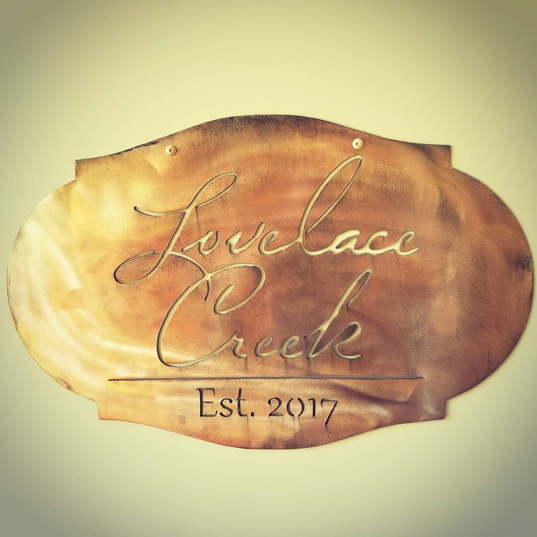 The home on Lovelace Creek was  established in 2017. Thanks to @masonsforge for the beautiful sign.
.
.
.
#LovelaceCreek #HaysNC #stonemountain #ncweddings #microweddings #mountainwedding #northcarolinahomes #blueridgemountains #blueridgewedding