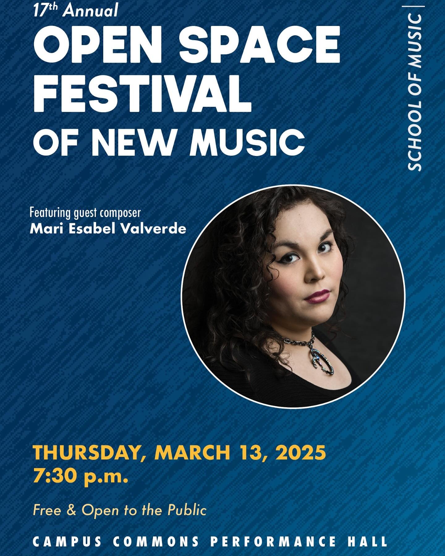 So excited for our @unc_arts Open Space New Music Festival featuring the amazing @mariesabelvalverde as our guest composer! Our festival of lectures and masterclasses with Mari will culminate in the annual concert Thursday, March 13 at 7:30pm at Camp