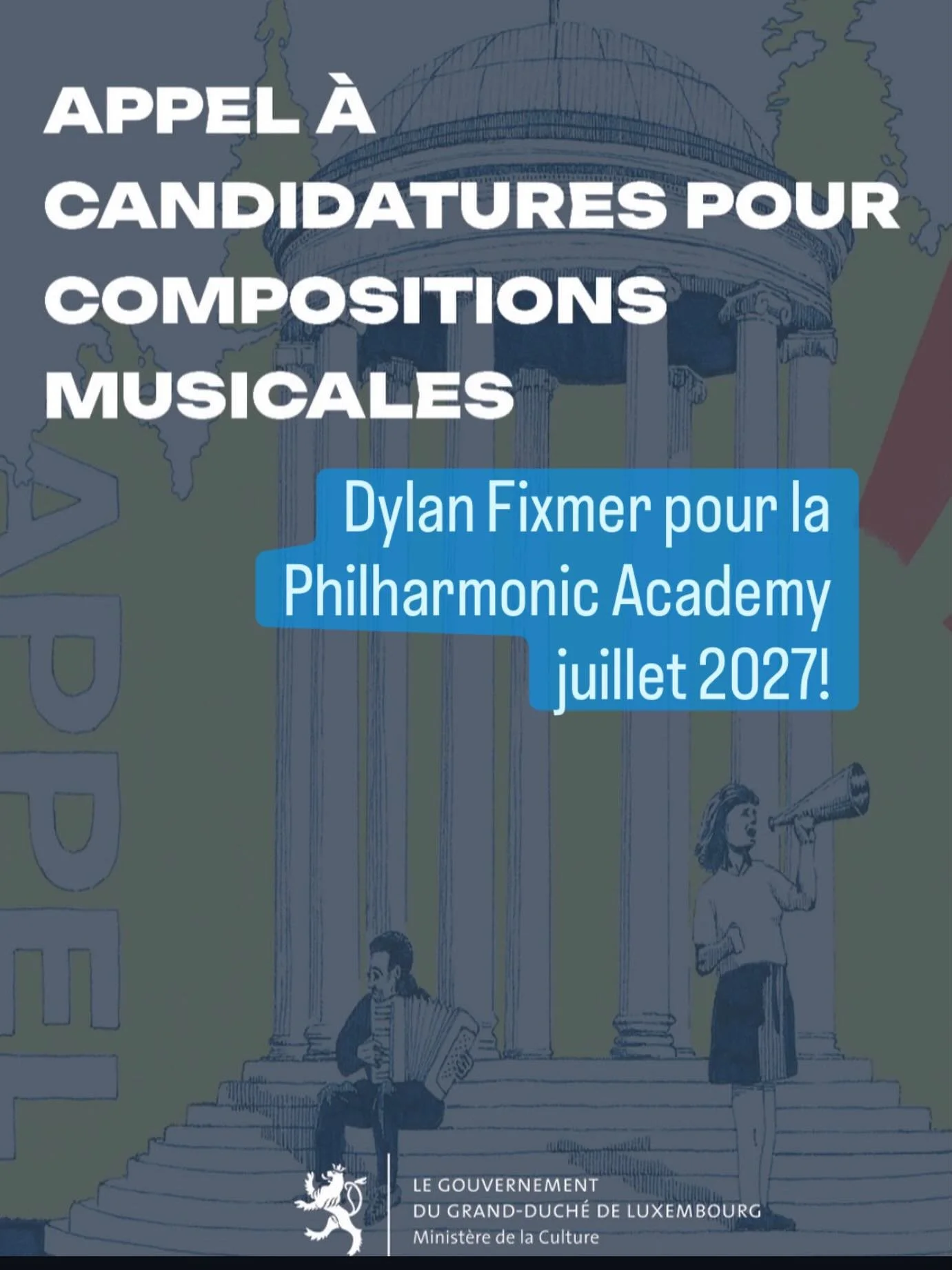 Je suis tr&egrave;s honor&eacute;e d&rsquo;annoncer que j&rsquo;ai &eacute;t&eacute; choisie par Minist&egrave;re de la Culture, Luxembourg pour &eacute;crire un portrait musical de S.A.R. Guillaume V, Grand-Duc de Luxembourg, pour le Luxembourg Phil
