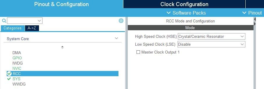 5. Select the high speed clock source