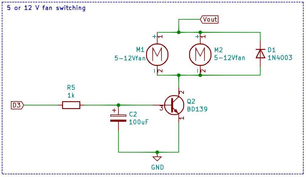 Transistor switch for the fans