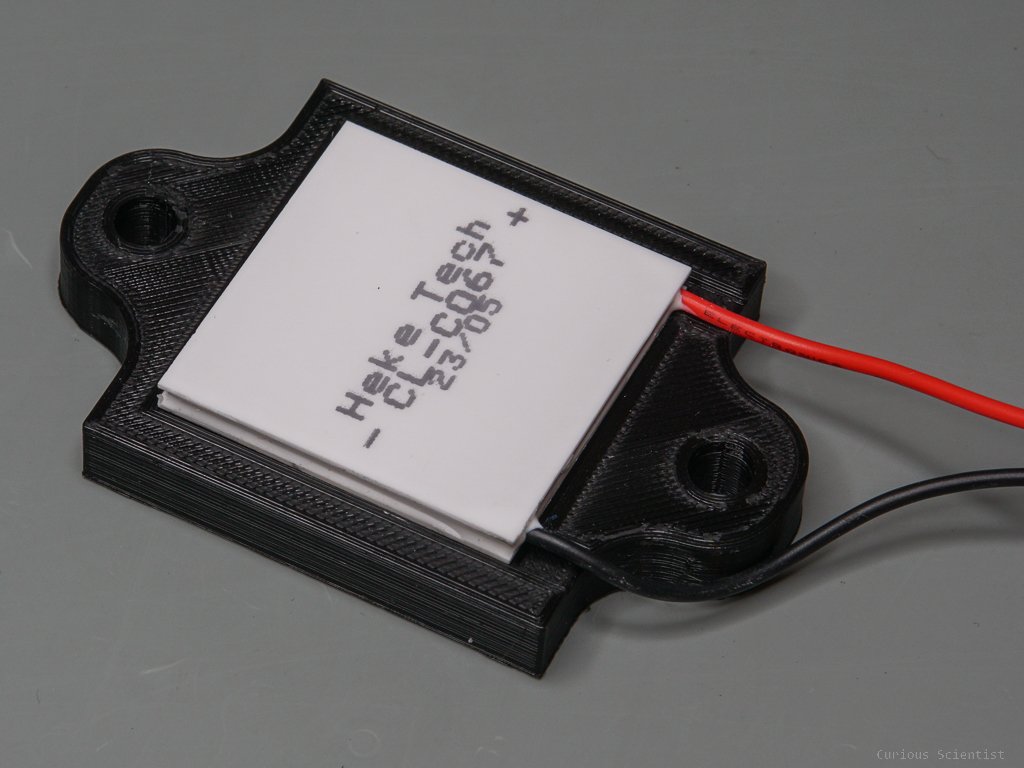 3D-printed clamp with a Peltier in it