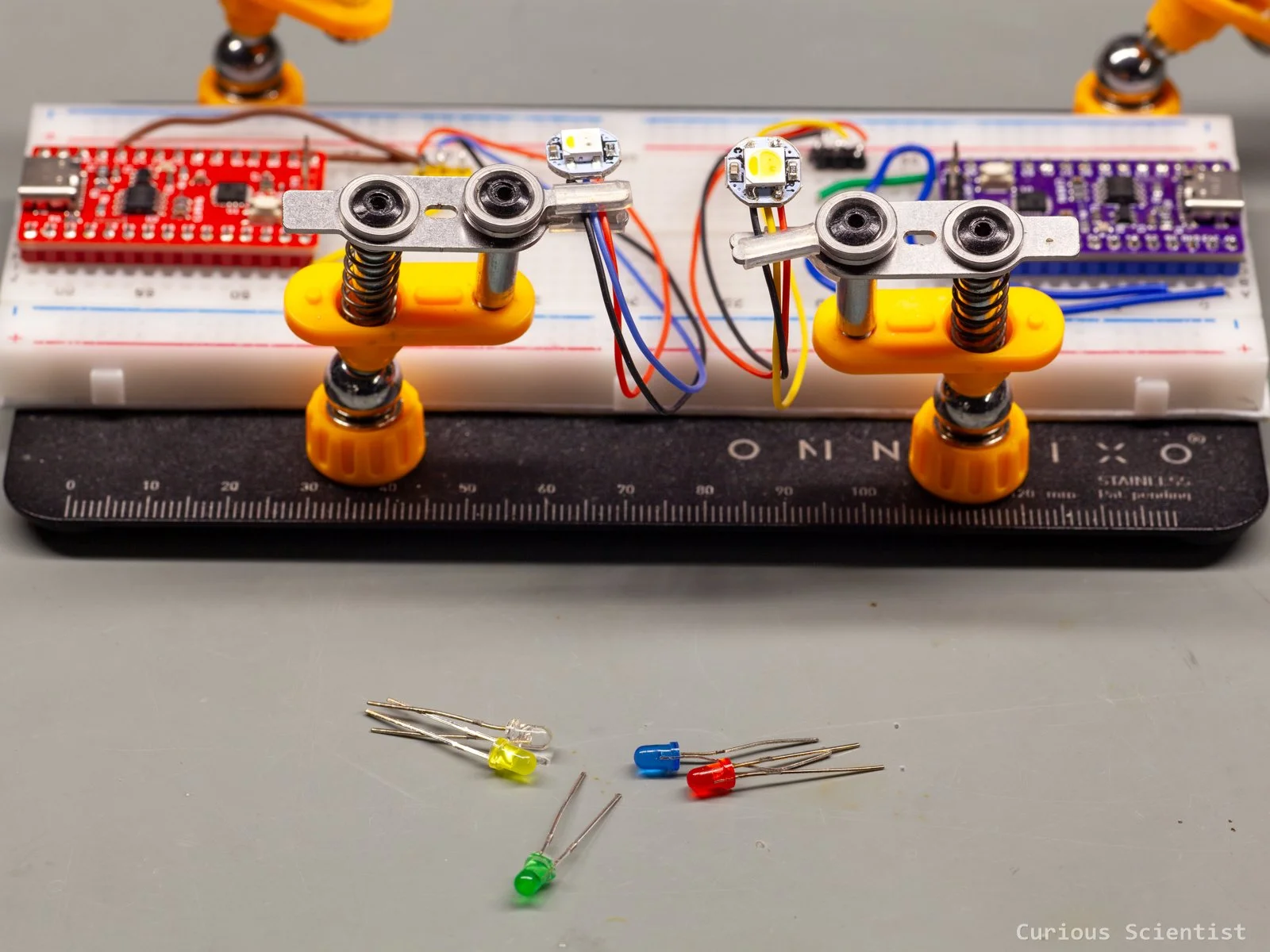 "Test bench" with the tested LEDs