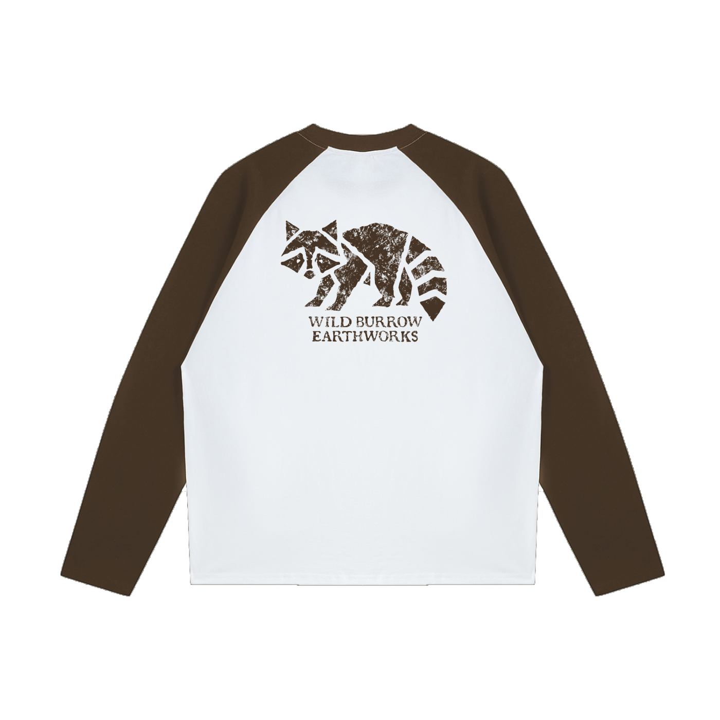 Unisex Color-Blocked Raglan Long-Sleeve Raccoon T-Shirt