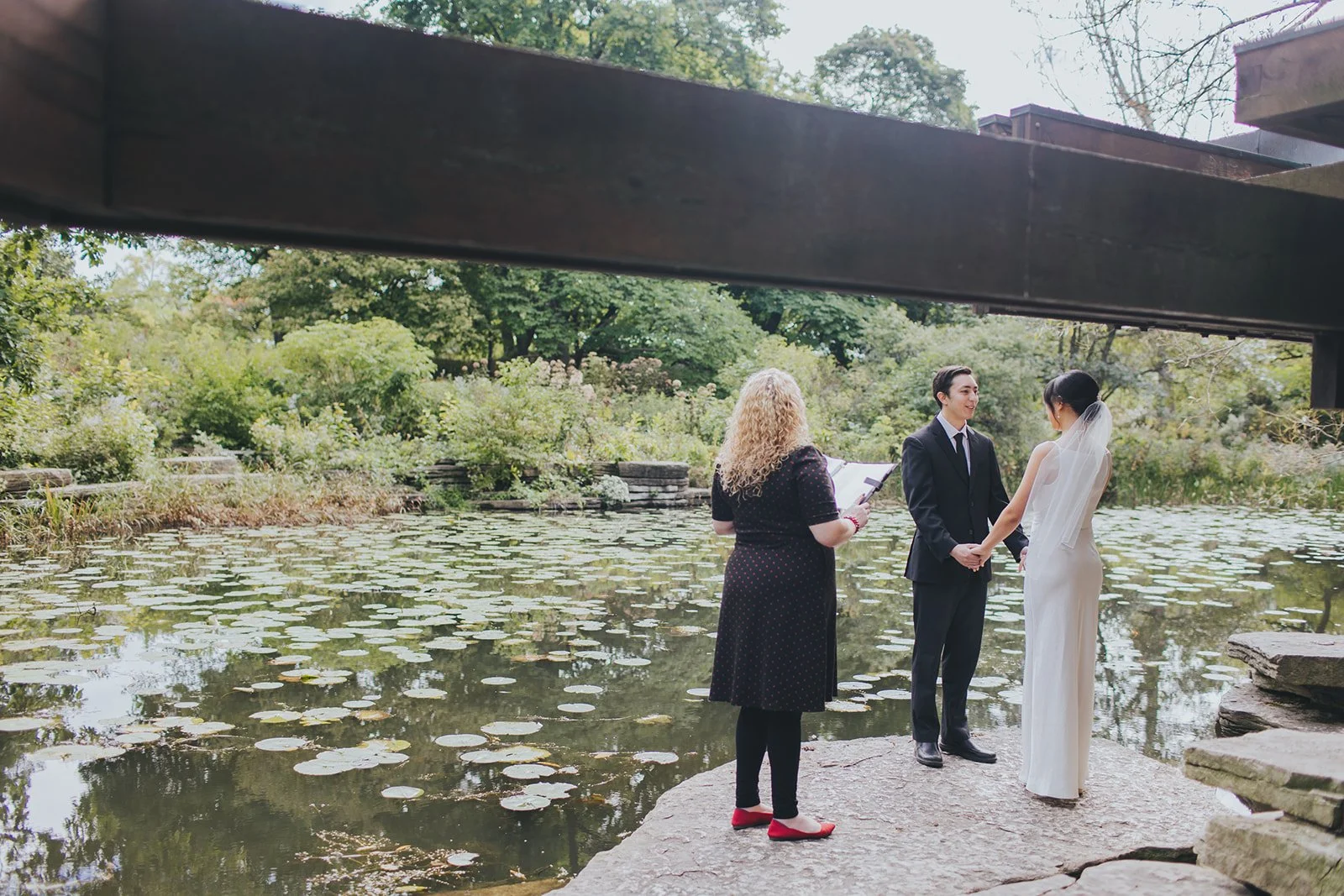 A mutual swipe right and an Early Fall Elopement at Alfred Caldwell Lily Pool
