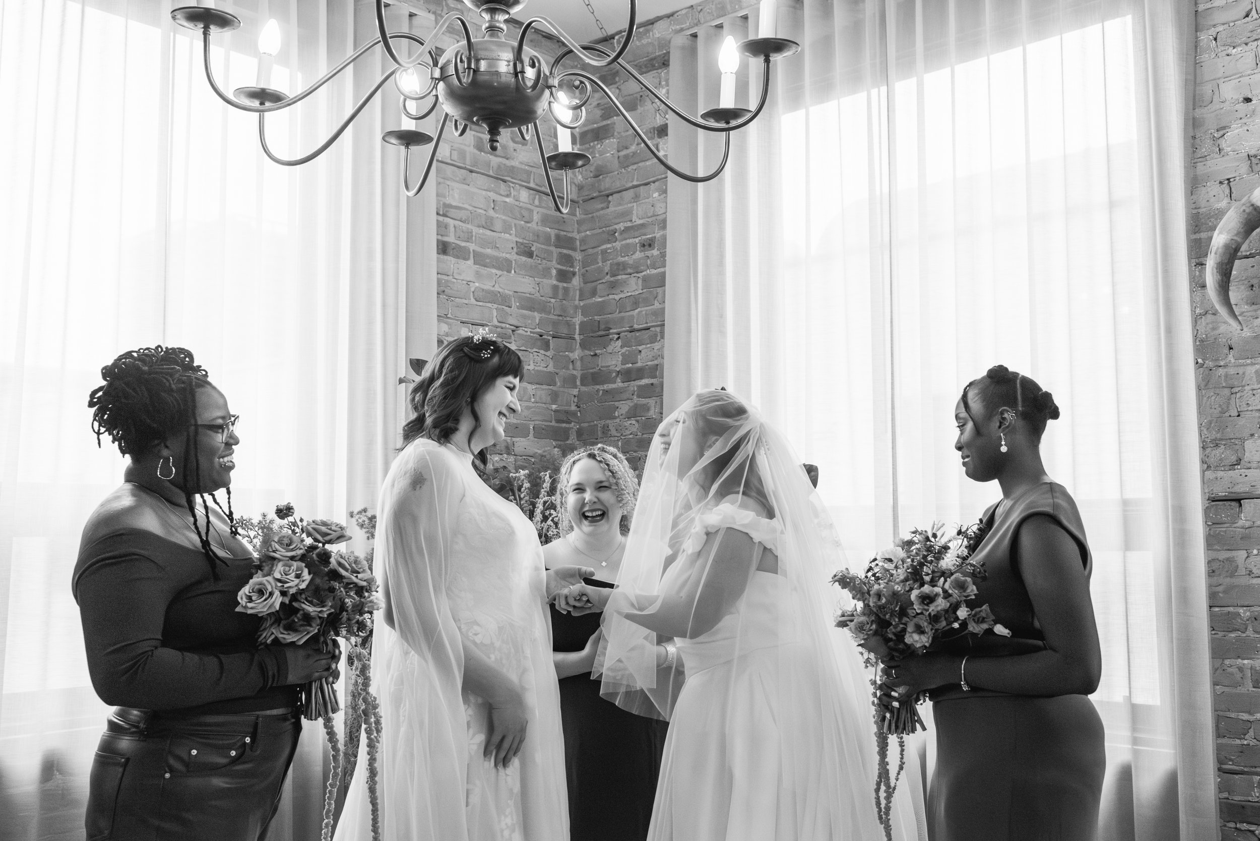 Trans couple two brides micro wedding at Publishing House