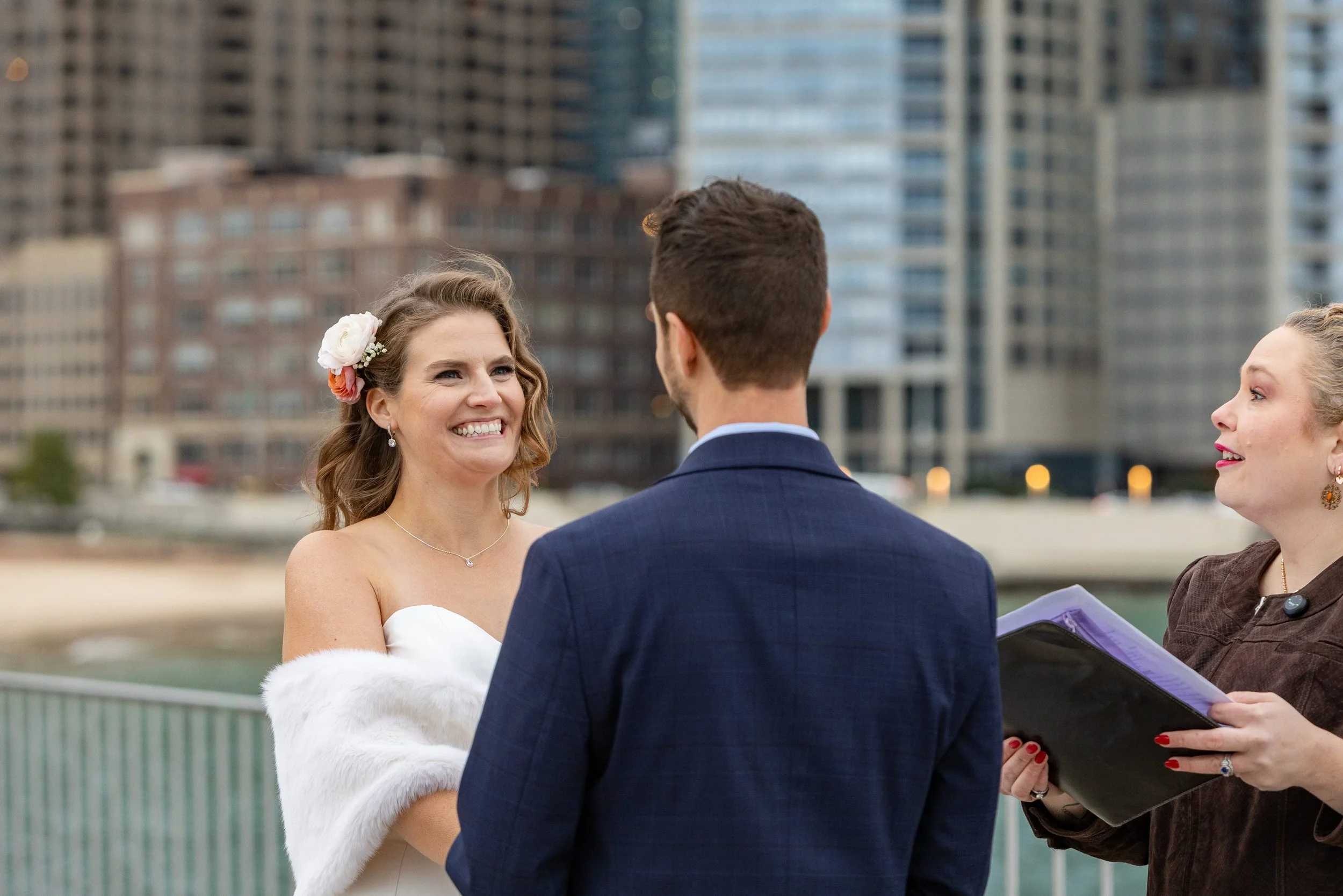 Fall intimate elopement Olive Park Chicago Officiant