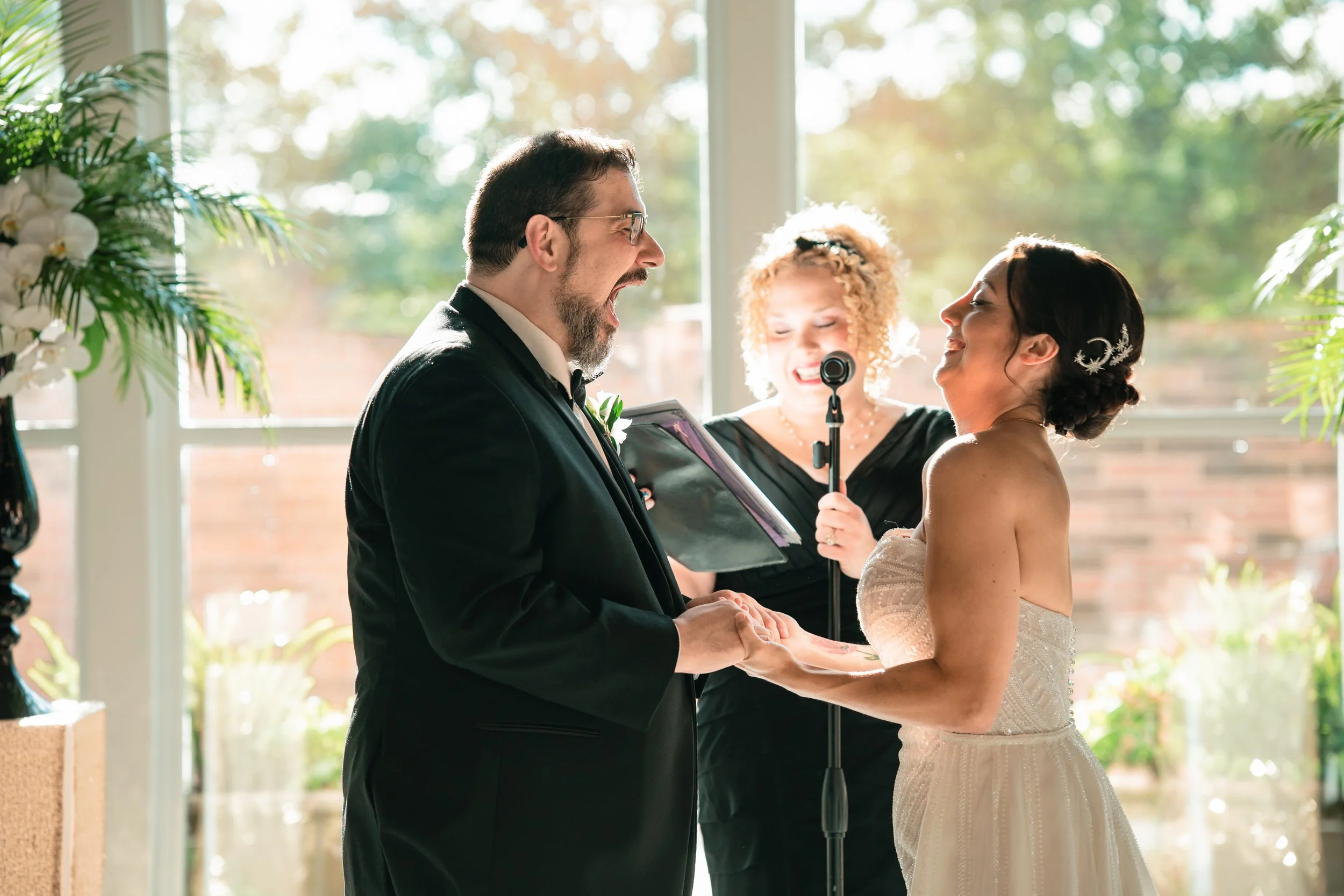 Couple laughing during their Forever Incredible love story.  Photo by Lin Bro Studios
