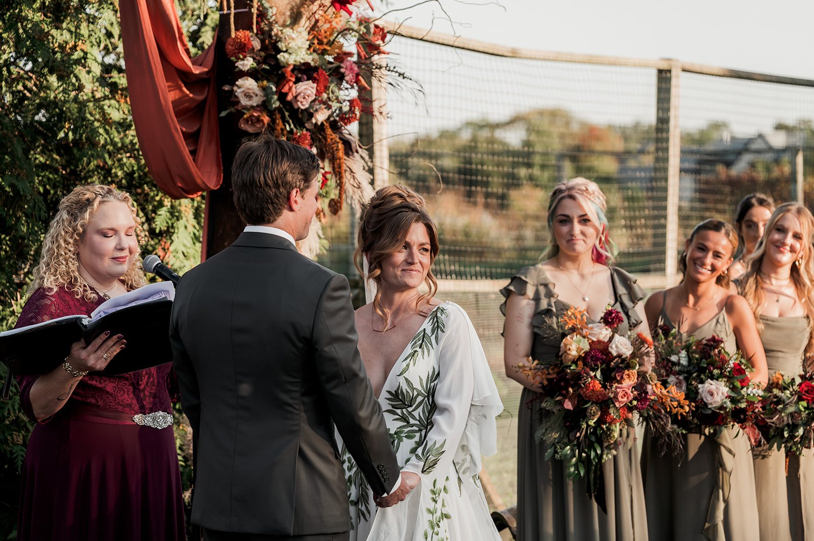 Carla Doshi officiating a personalized wedding ceremony in Chicago after a 15-year career as a professional wedding photographer.