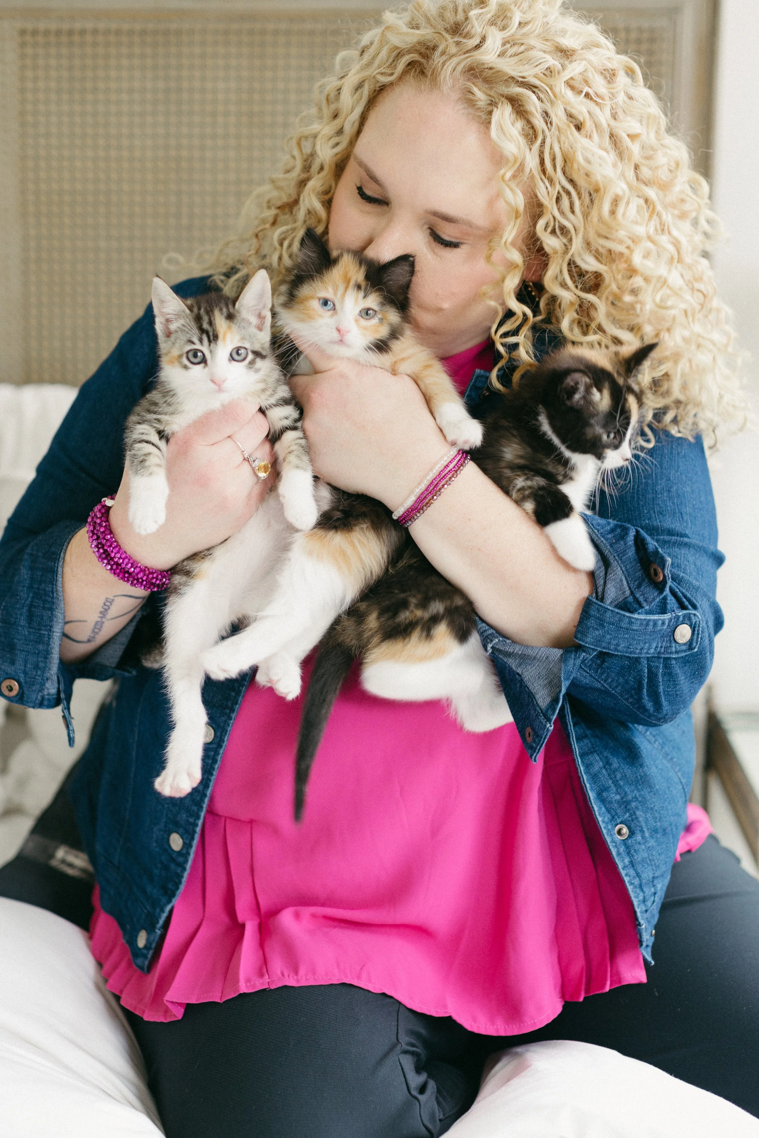 Snuggling foster kittens Chicago officiant Forever Incredible
