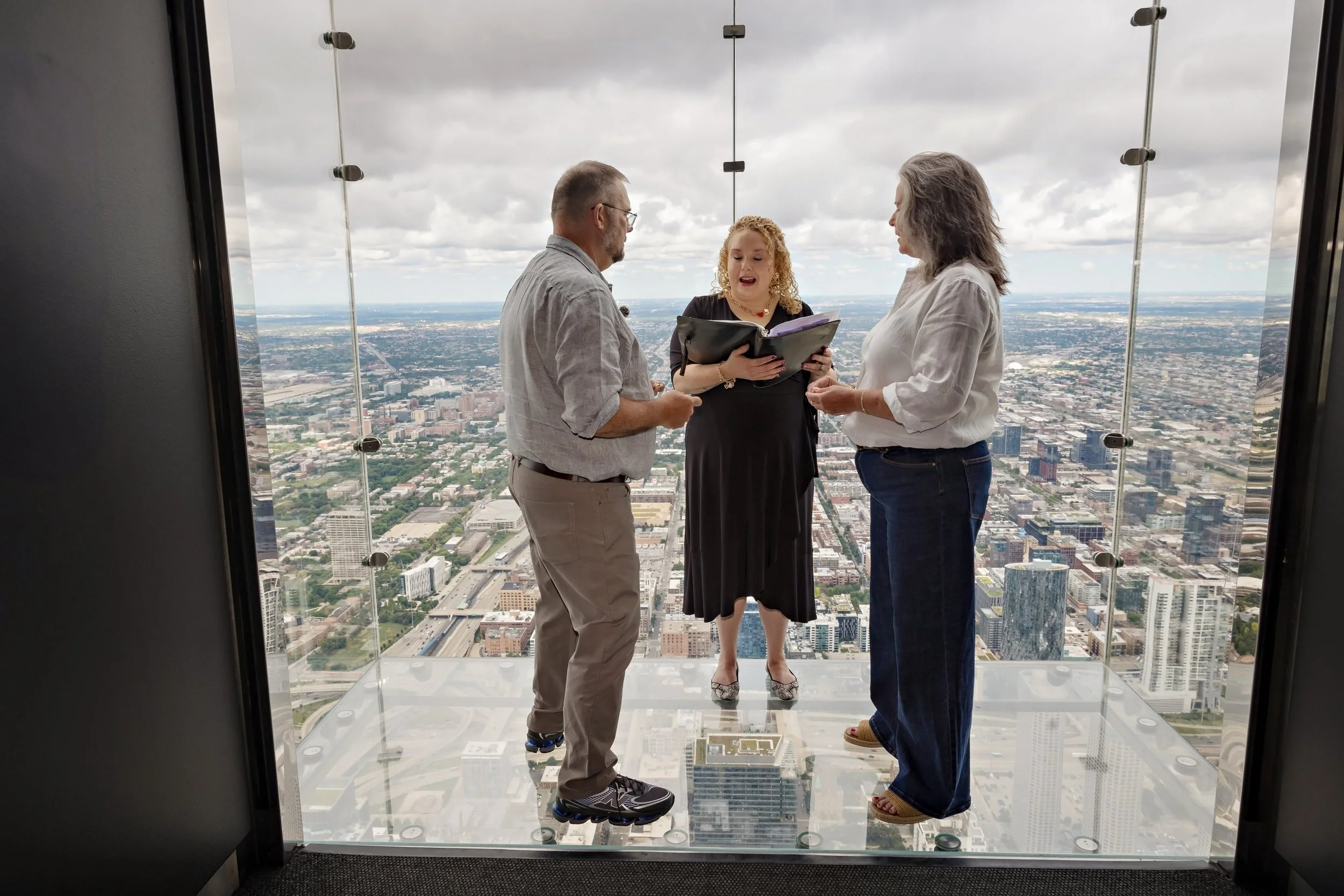 High above Chicago Skydeck Elopement Officiant