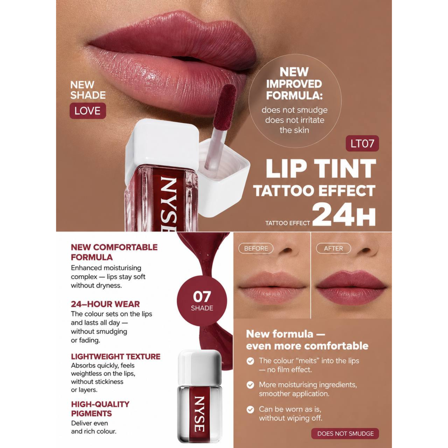 N.Y.S.E. 24H lip tint - LT07 Love