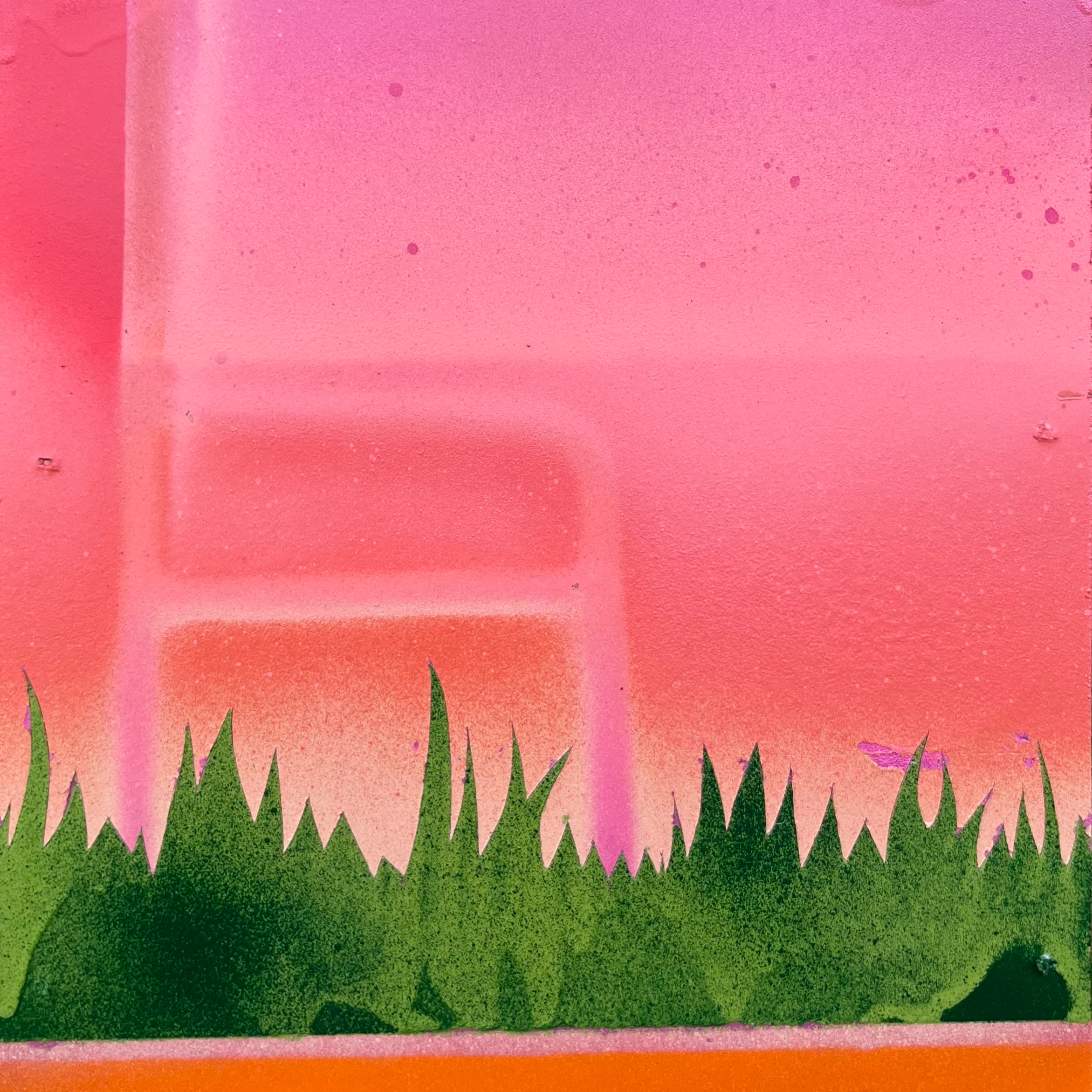 Something Peachy, Something Grassy, Someone Sitting