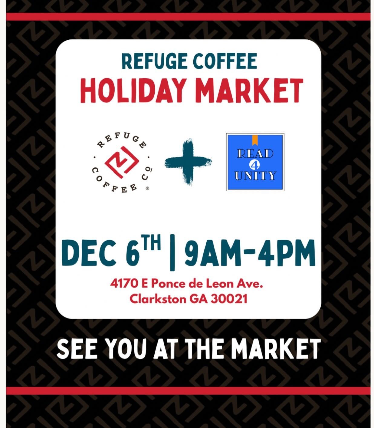 Our Read 4 Unity Book Fair is BACK at the Refuge Coffee Holiday Market! 🎉📚
And this year, we&rsquo;re giving it all back to Clarkston communities ❤️

✨ 100% of proceeds will go toward purchasing non-perishable items for the @clarkston.community.cen