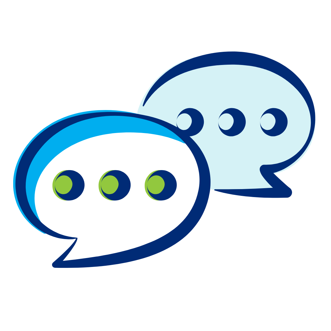 two cartoon stylized text bubbles