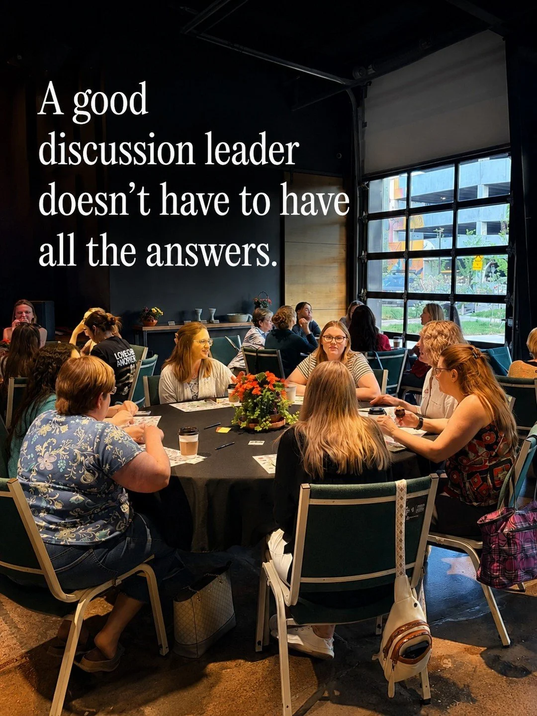 A good discussion leader isn&rsquo;t the person at the table who knows everything.

She&rsquo;s the person who helps women discover what the text says for themselves.

She asks thoughtful questions.
She listens well.
She makes room for others to part