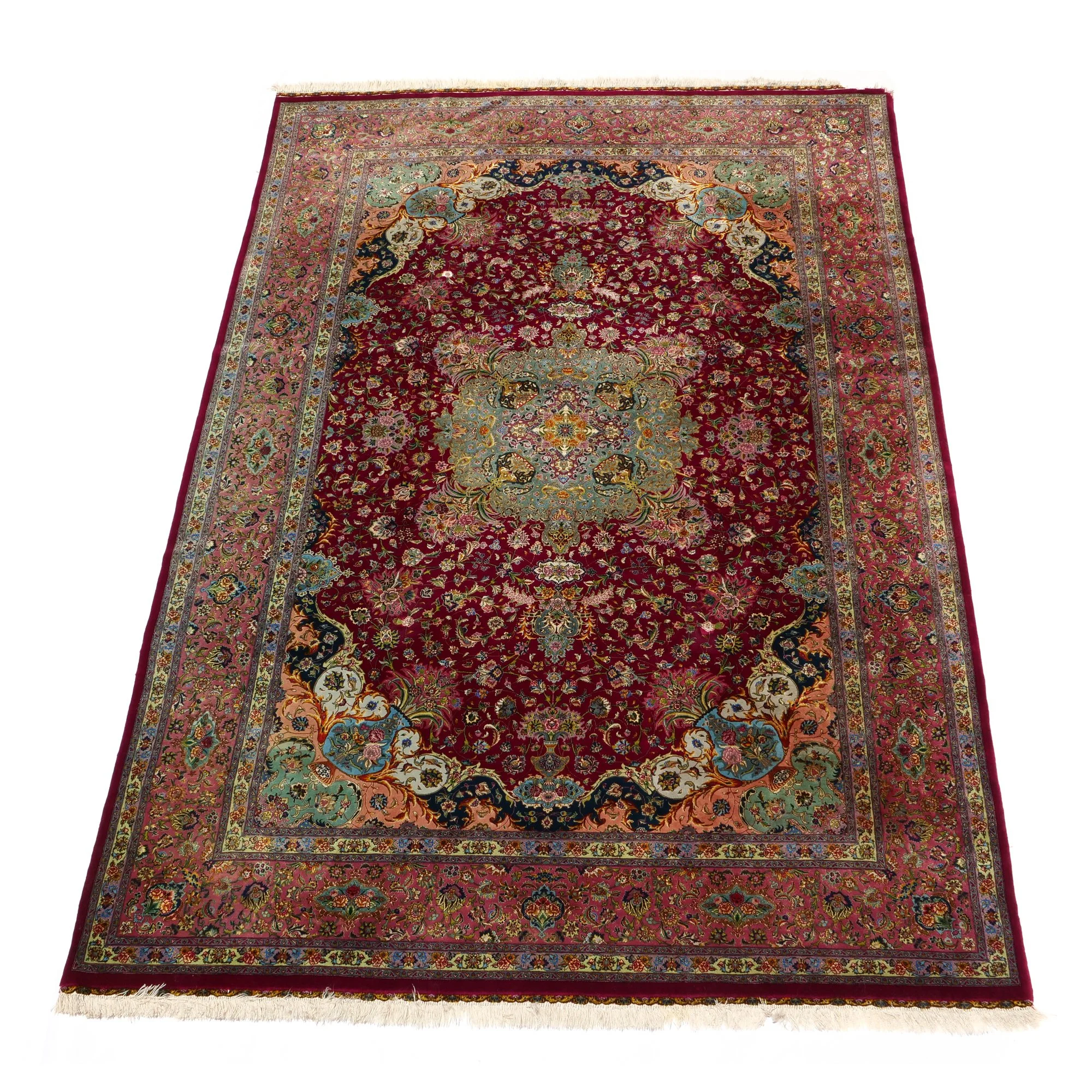 VERY FINE SCULPTED FLORAL TABRIZ RUG | $800-1,200