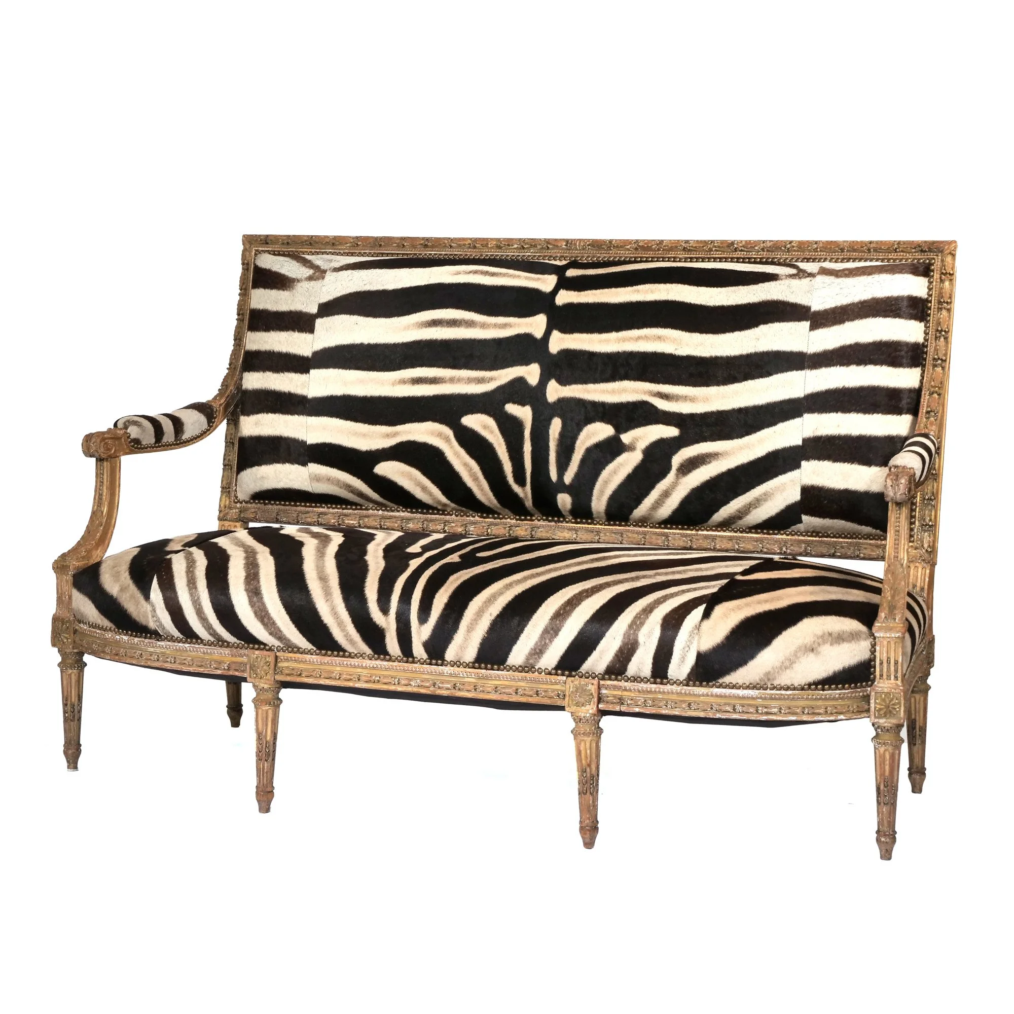 ZEBRA UPHOLSTERED LOUIS XVI SETTEE | $800-1,200