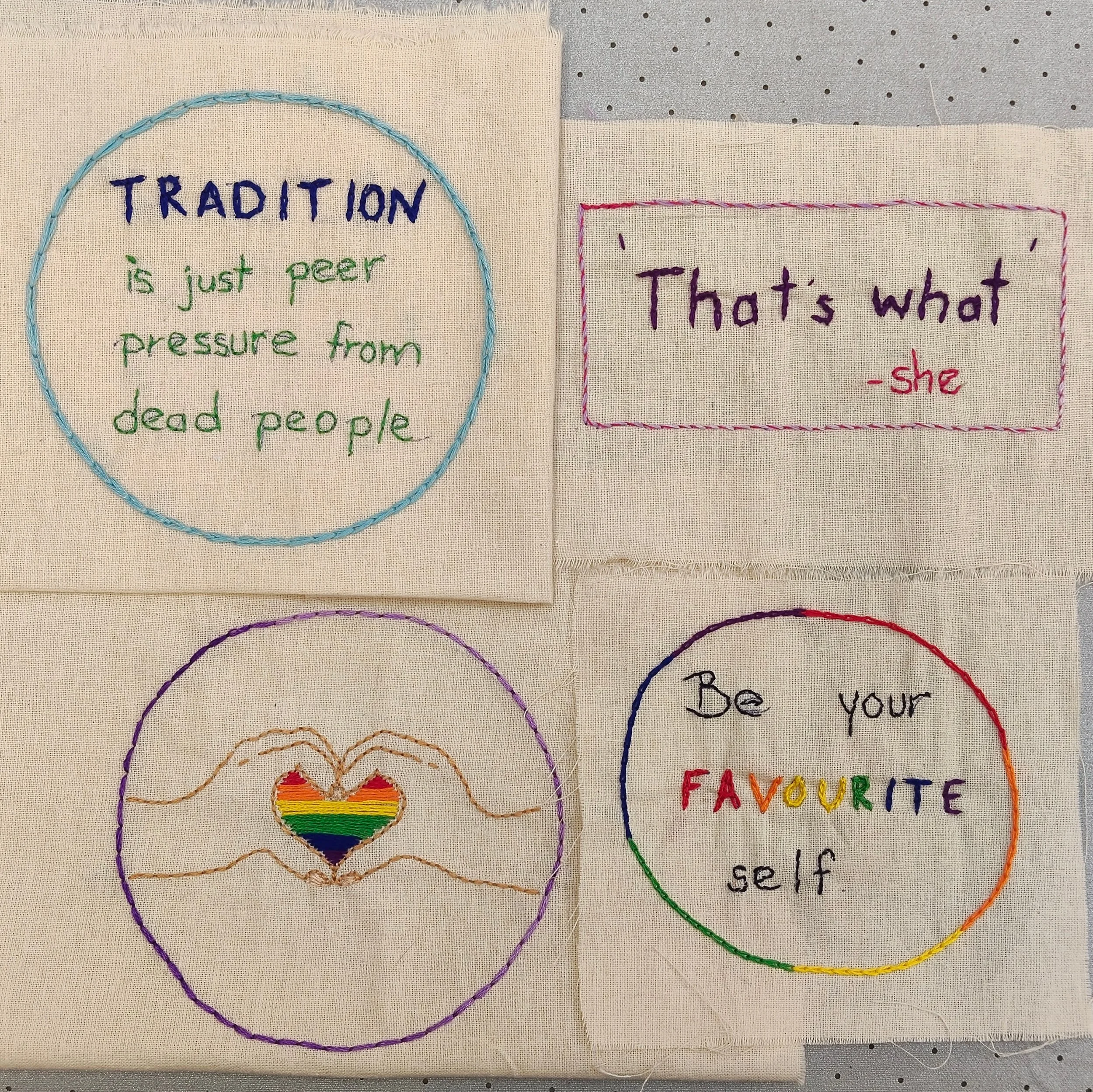 Various embroidered motifs