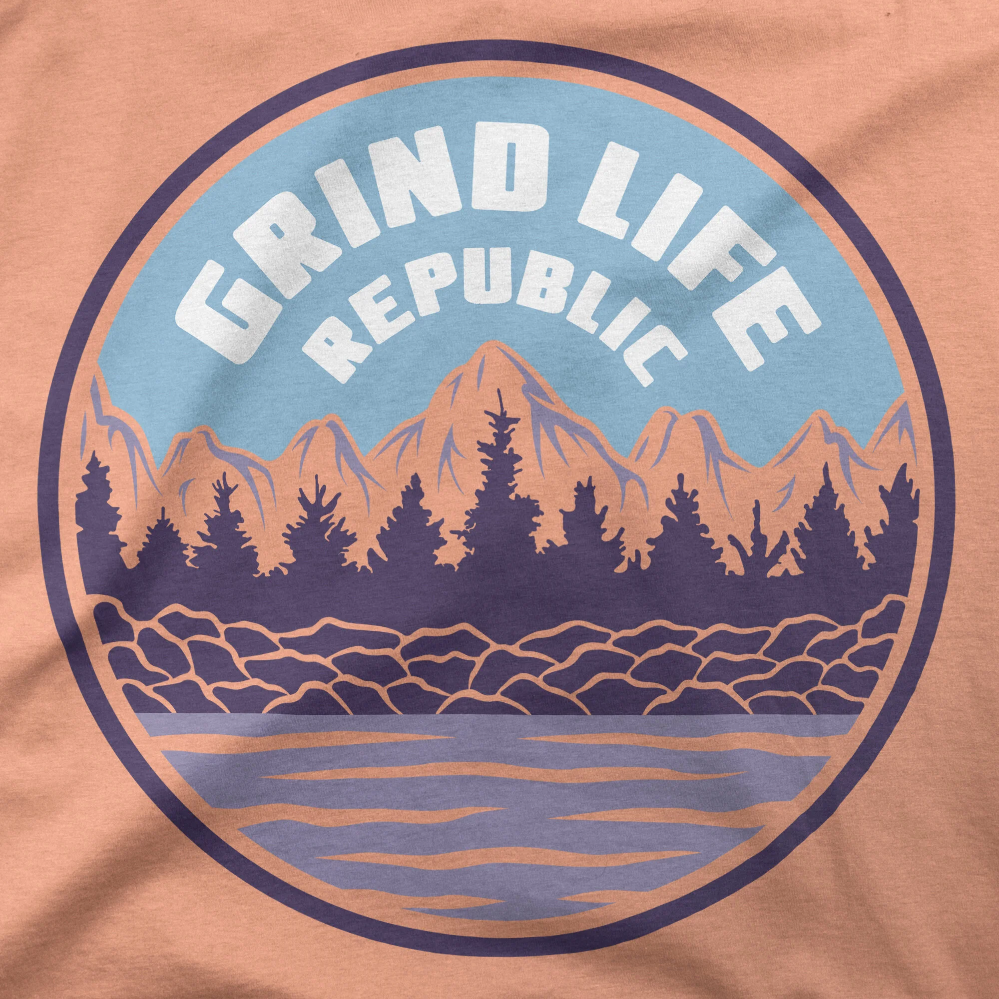 Mountain View Men's Cotton Crew Neck T-Shirt Flatlay Graphic Detail