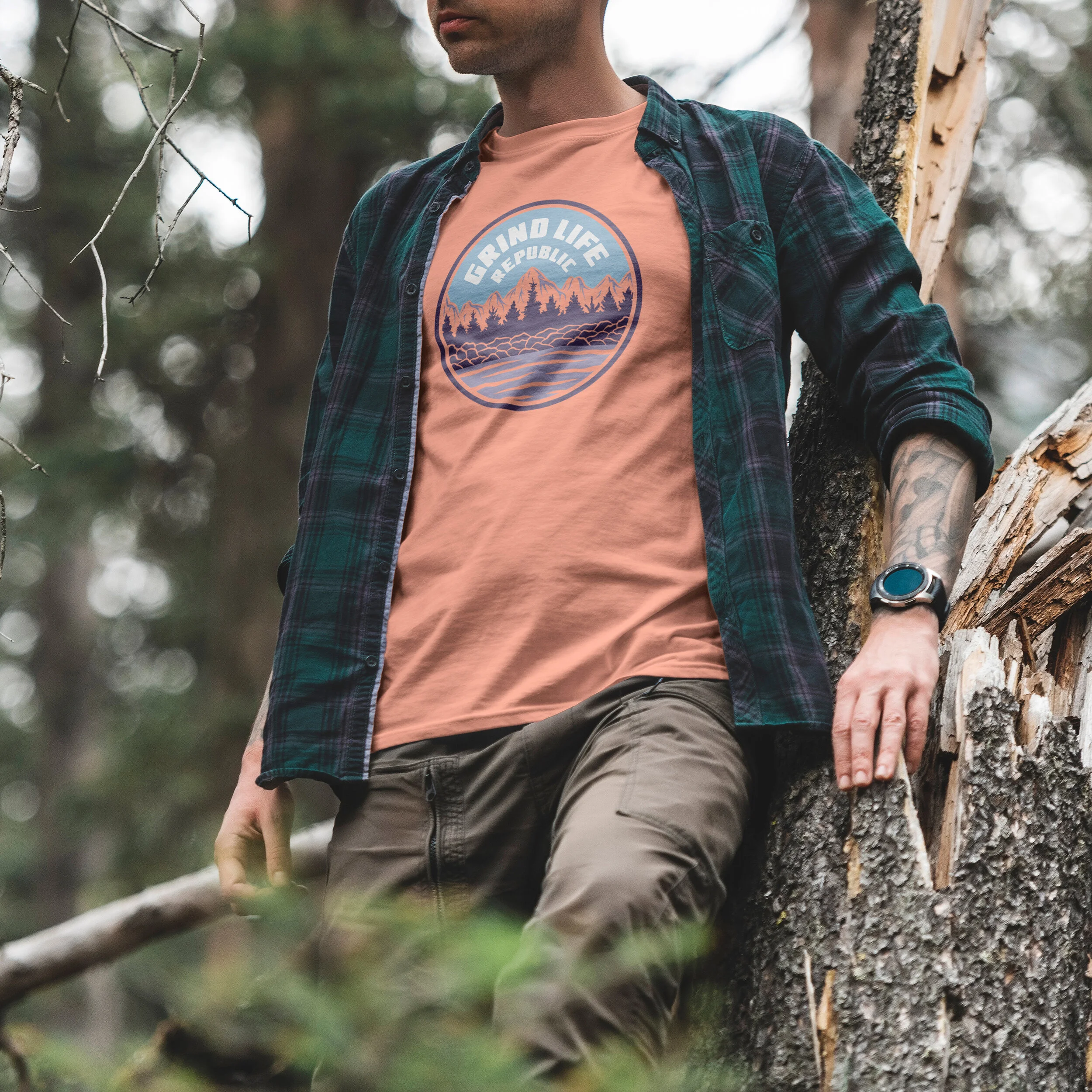 Mountain View Men's Cotton Crew Neck T-Shirt Lifestyle Environment
