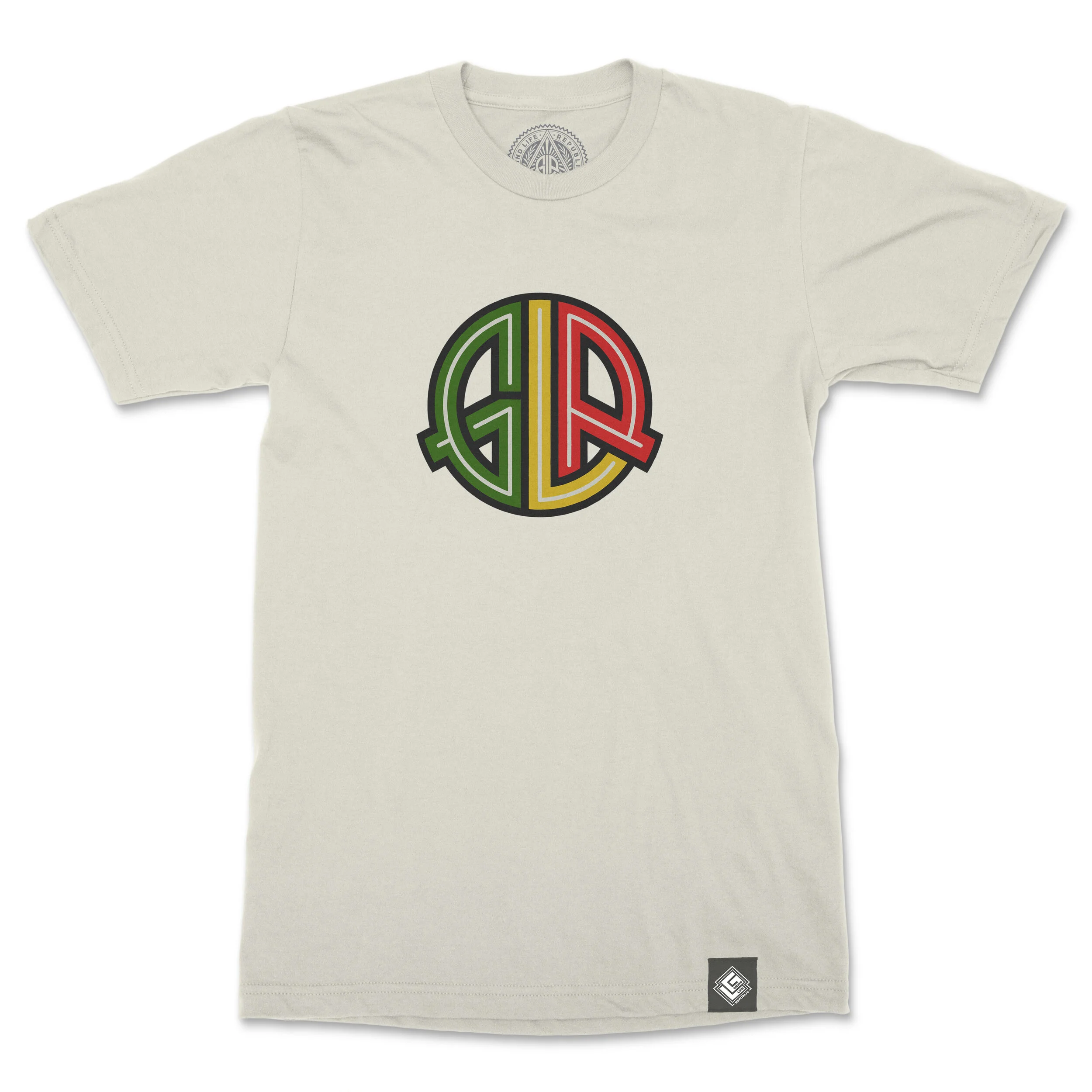 Peace Logo Men's Cotton Crew Neck T-Shirt Flatlay Front