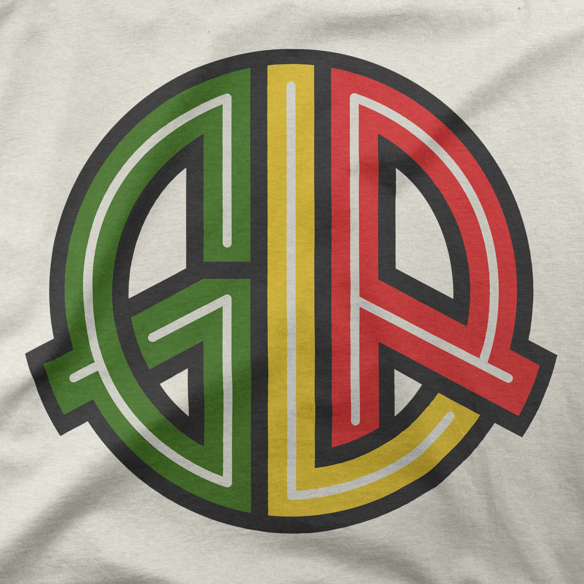 Peace Logo Men's Cotton Crew Neck T-Shirt Flatlay Graphic Detail