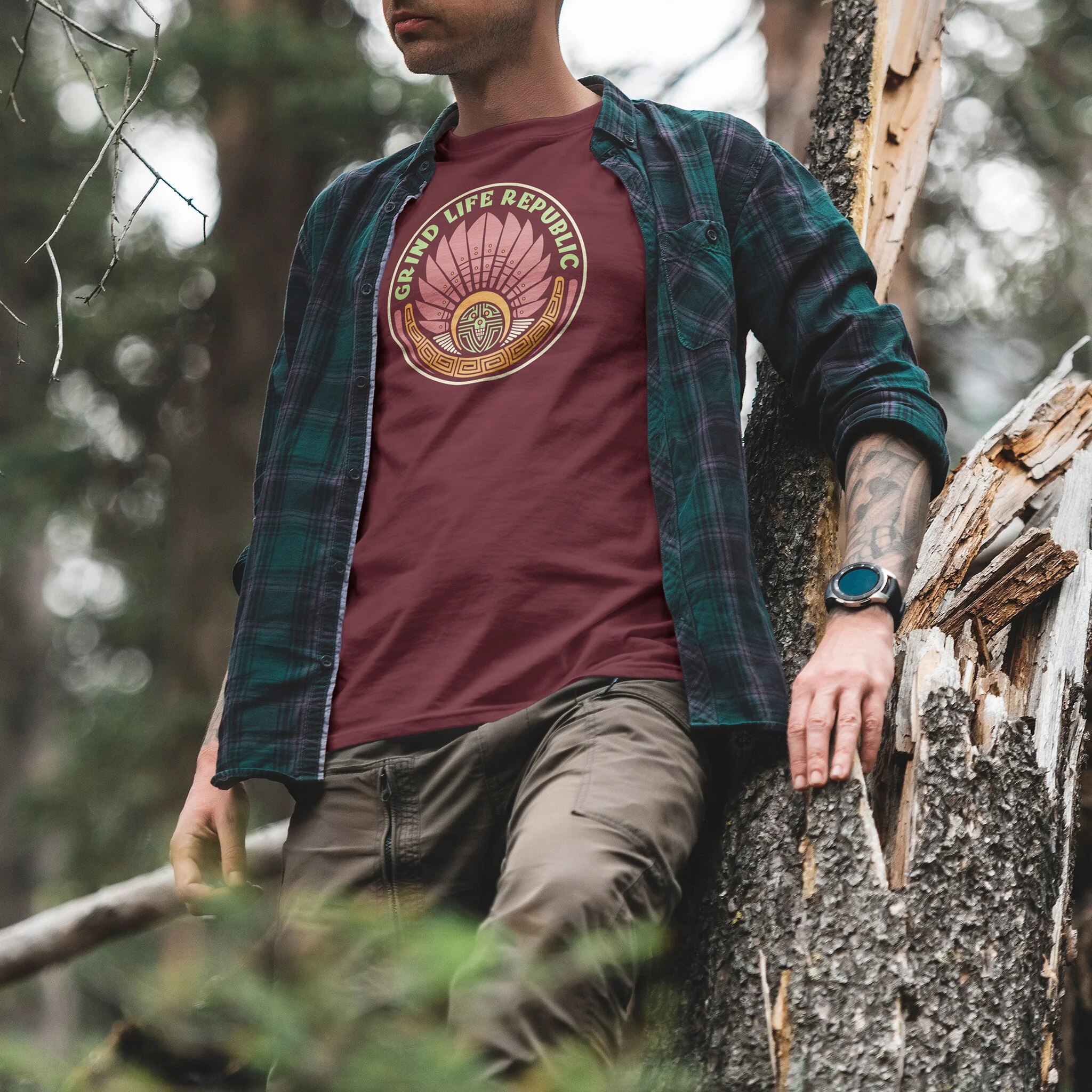 Headdress Men's Cotton Crew Neck T-Shirt Lifestyle Environment