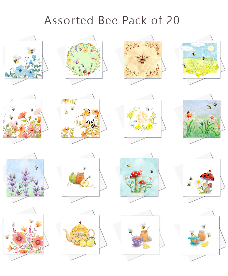 Assorted Pack of 20 Bee Cards