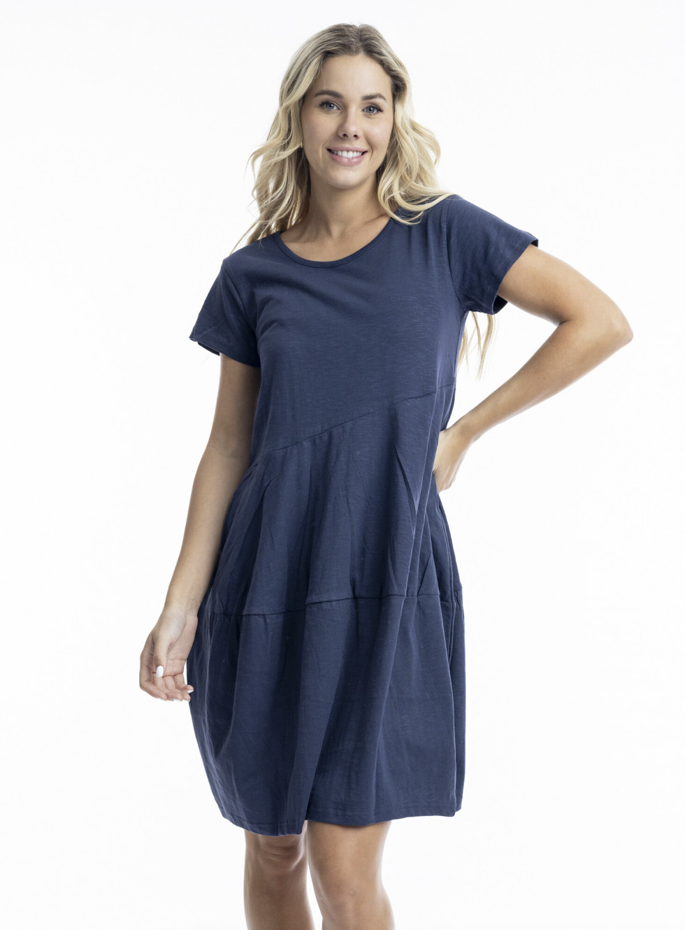 Orientique Navy Essentials Knit Bubble Dress