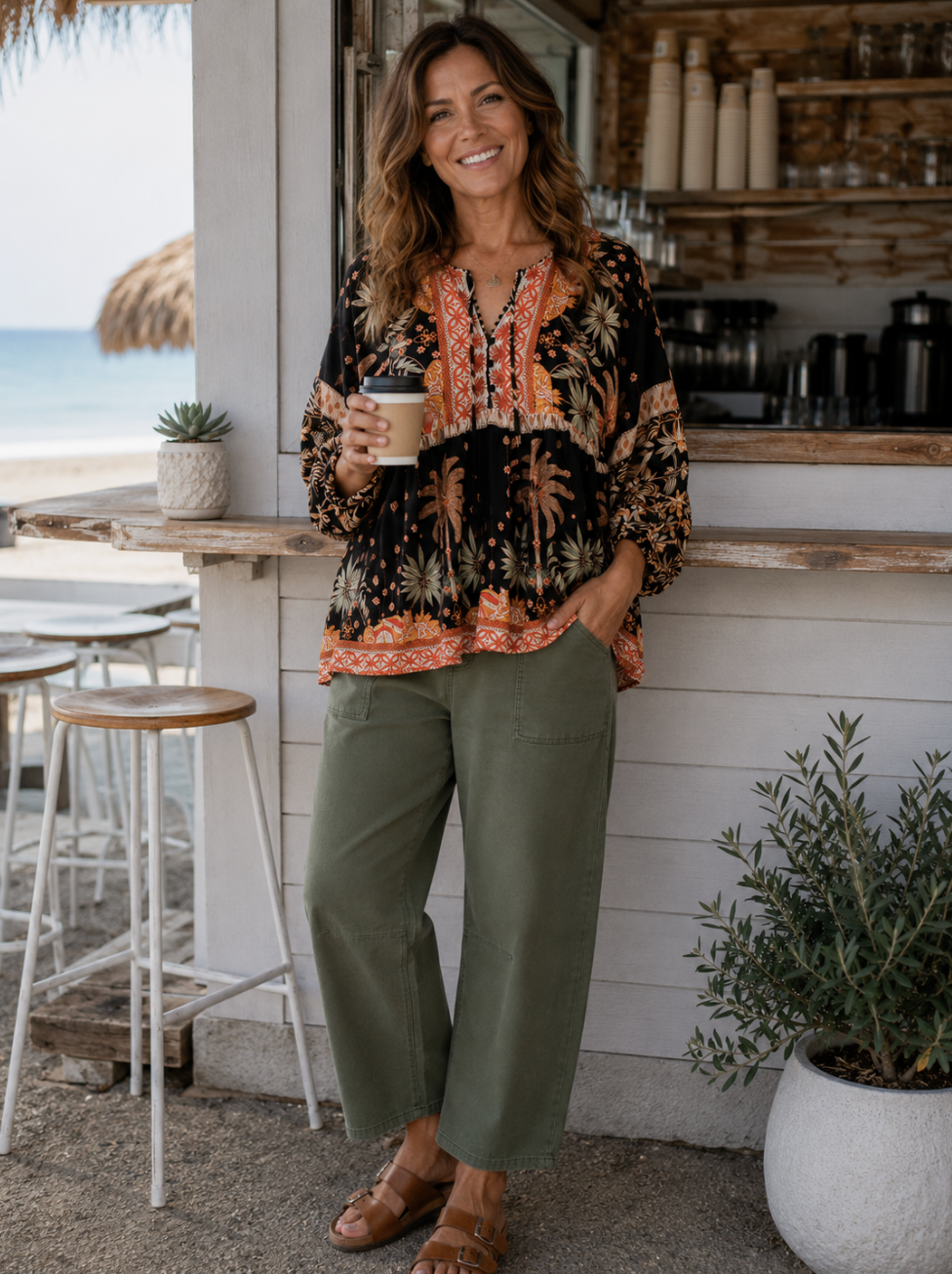 Wakee Khaki Stretch Barrel Jeans | Sizes 10-22