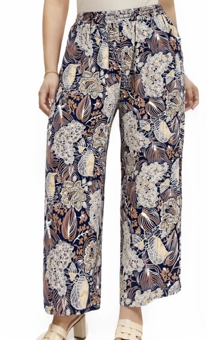 Rust & Sand Cotton Wide Leg Pants